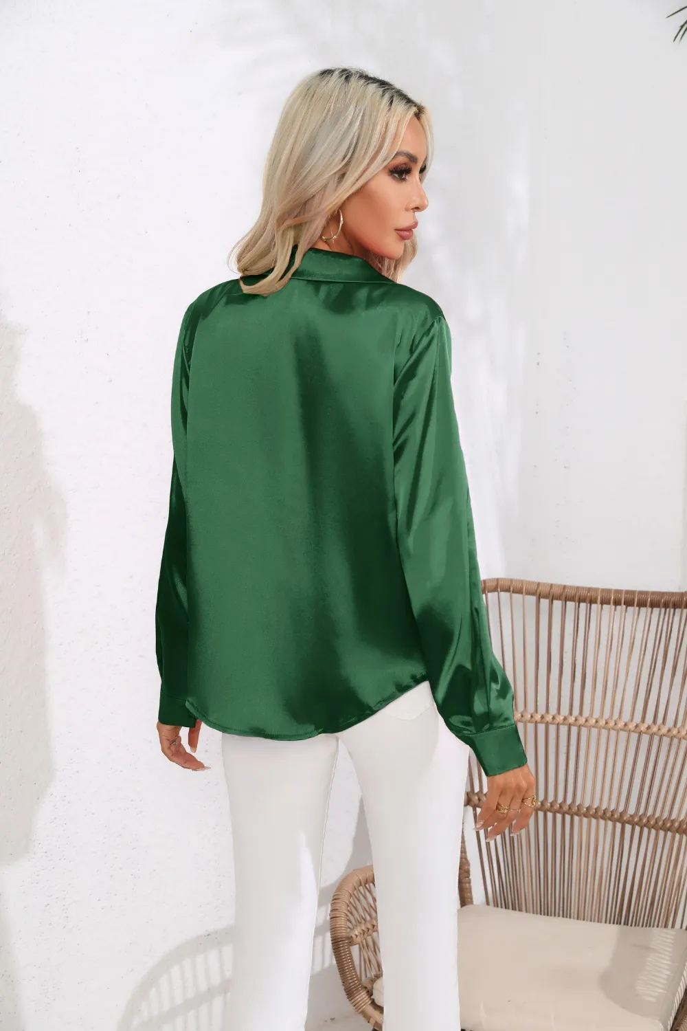 Lapel Collar Button Up Long Sleeve Shirt, image 15