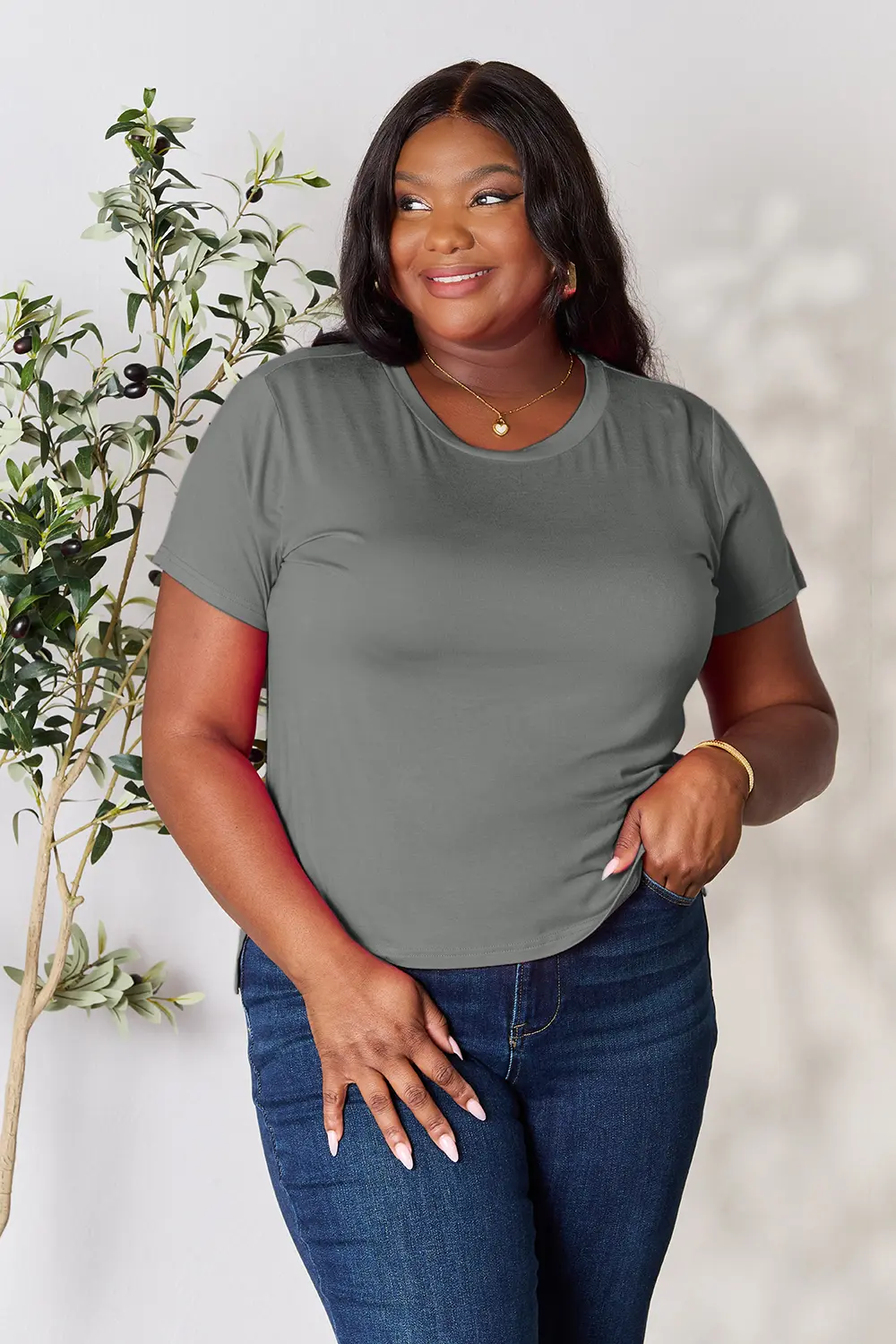 Full Size Round Neck Short Sleeve T-Shirt, image 6