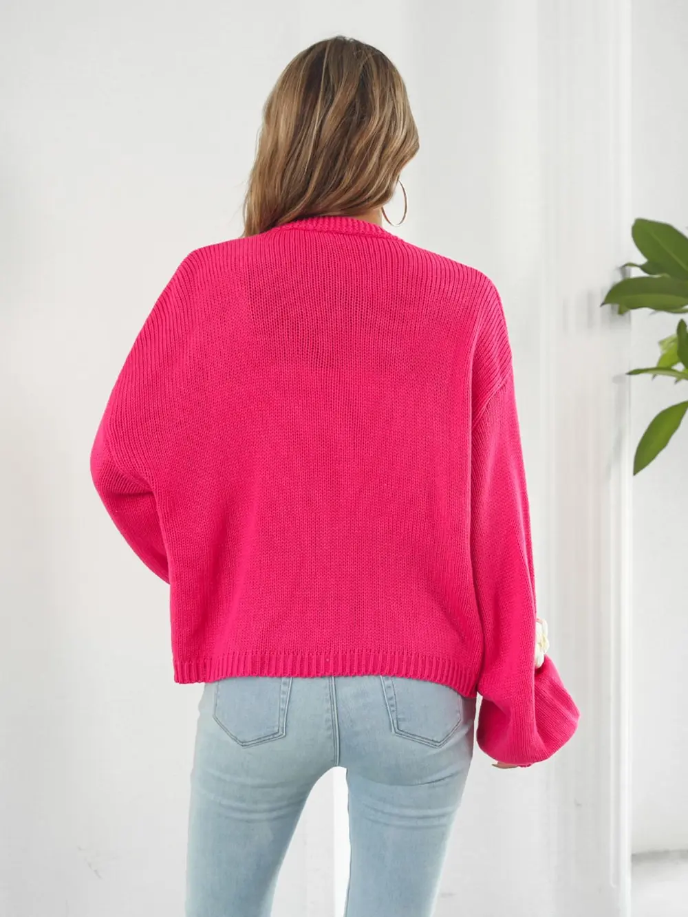 Floral Open Front Long Sleeve Cardigan, image 3