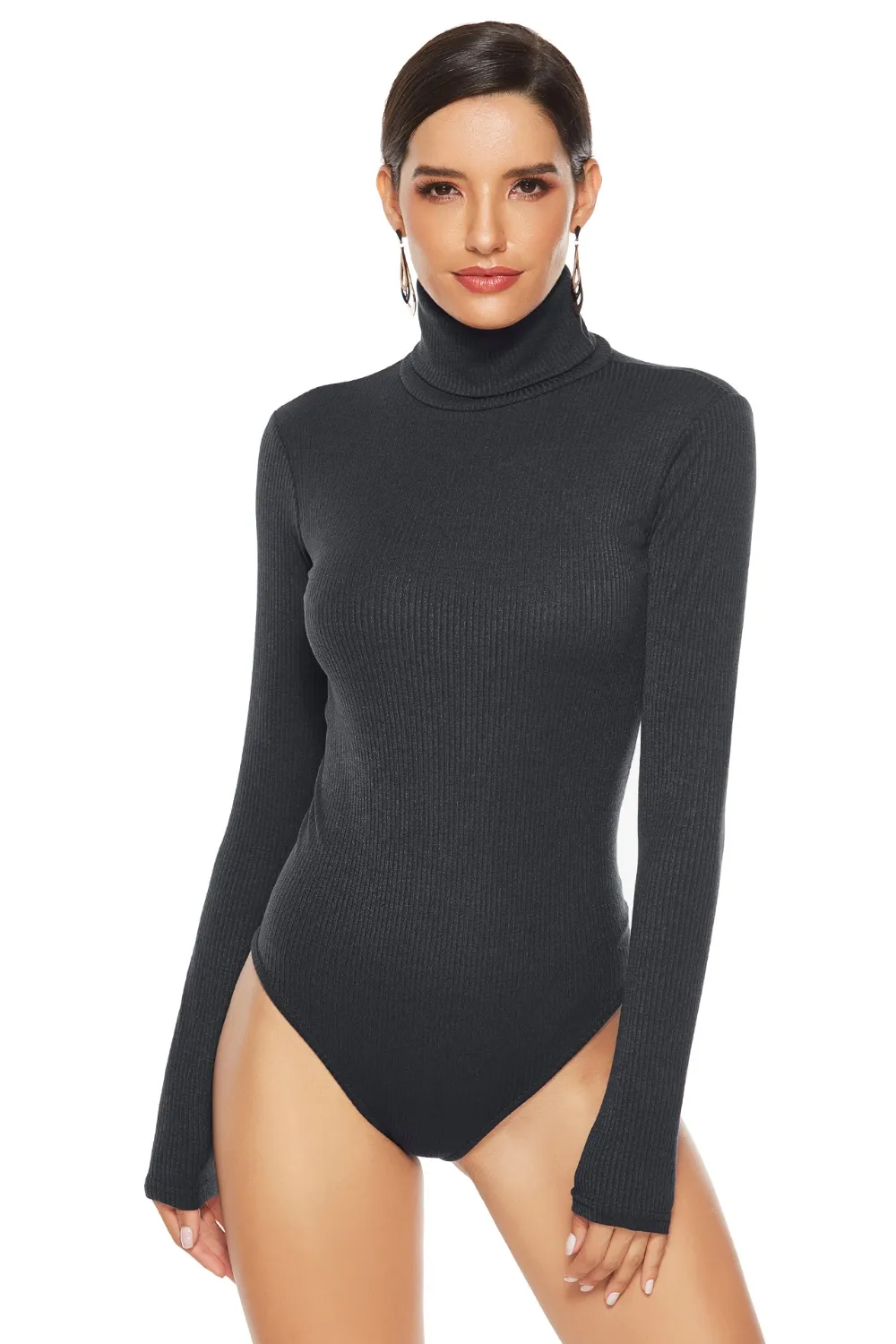 Ribbed Turtleneck Long Sleeve Bodysuit, image 9