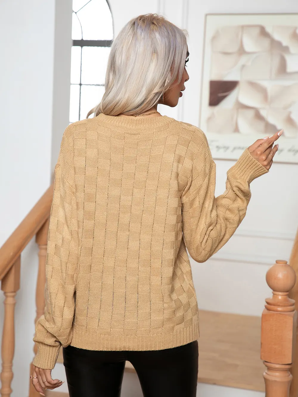 Round Neck Drop Shoulder Sweater, image 8