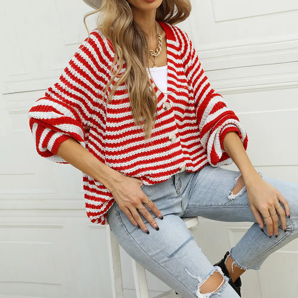Striped Button Down Long Sleeve Cardigan, image 9