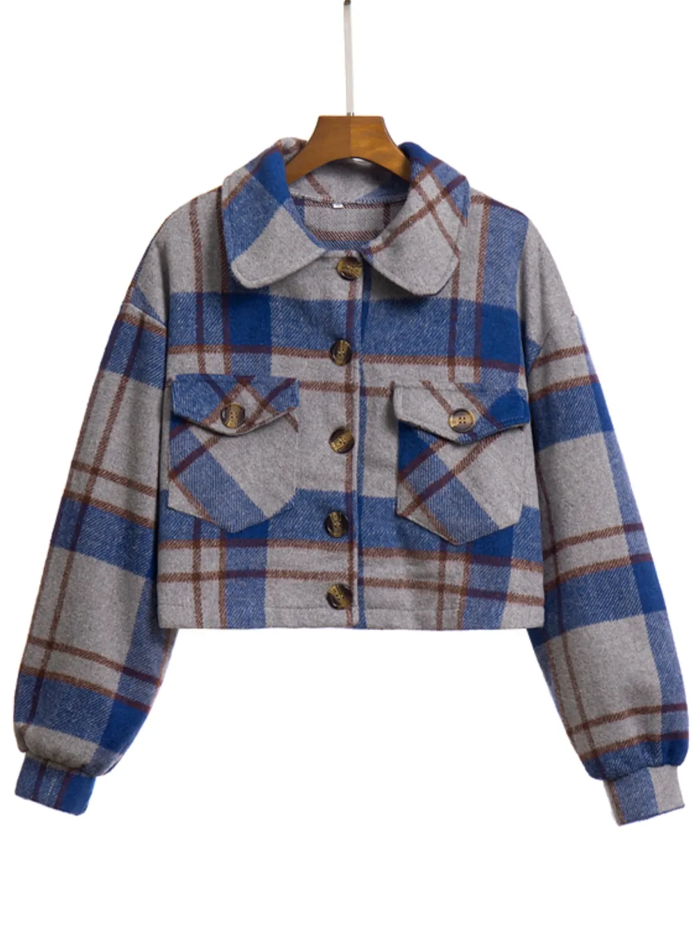 Plaid Button Front Jacket with Pockets, image 15