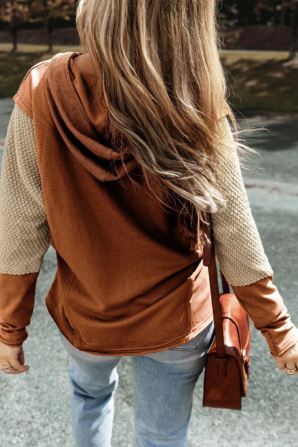 Color Block Dropped Shoulder Hoodie, image 2