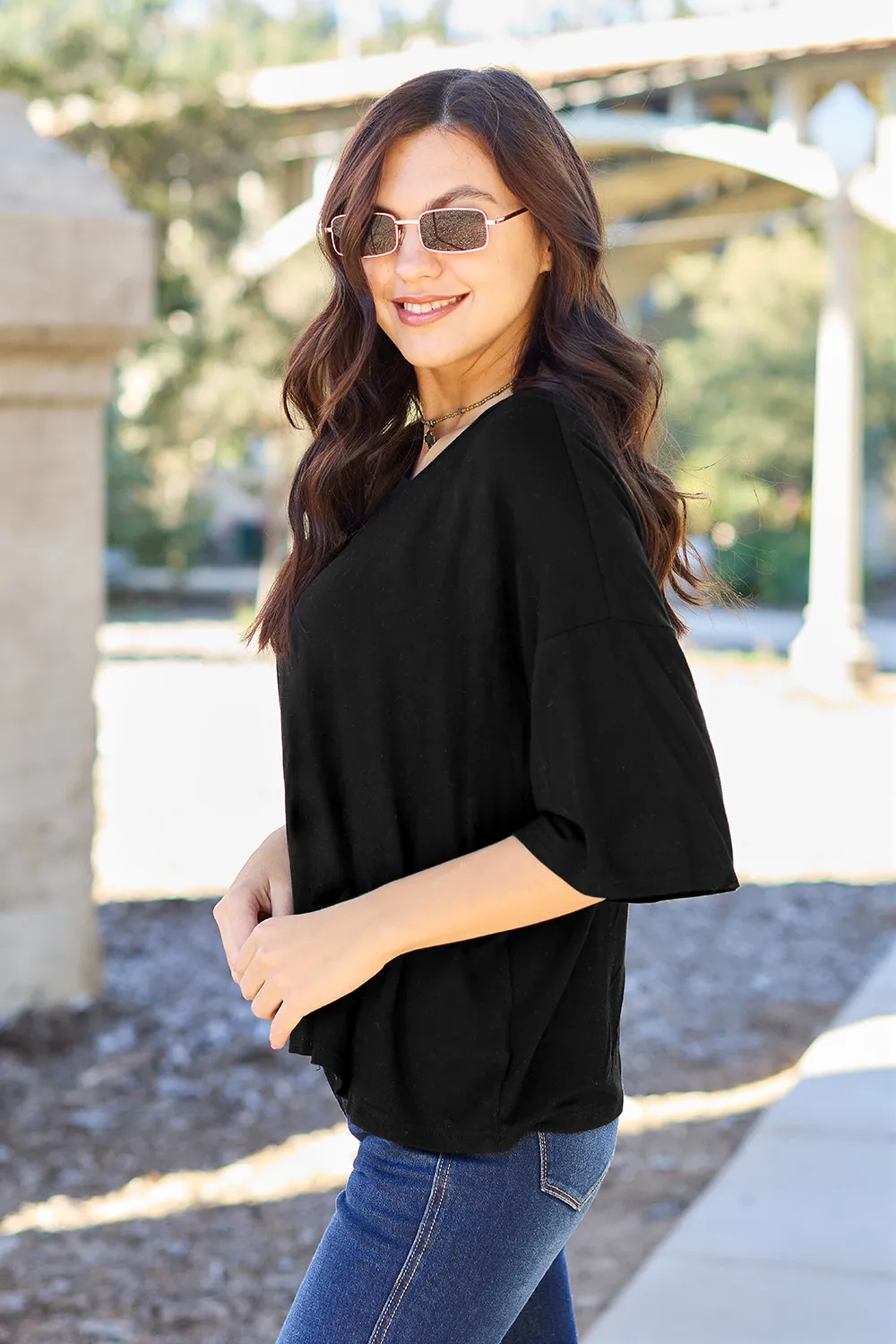Full Size Round Neck Drop Shoulder T-Shirt, image 3
