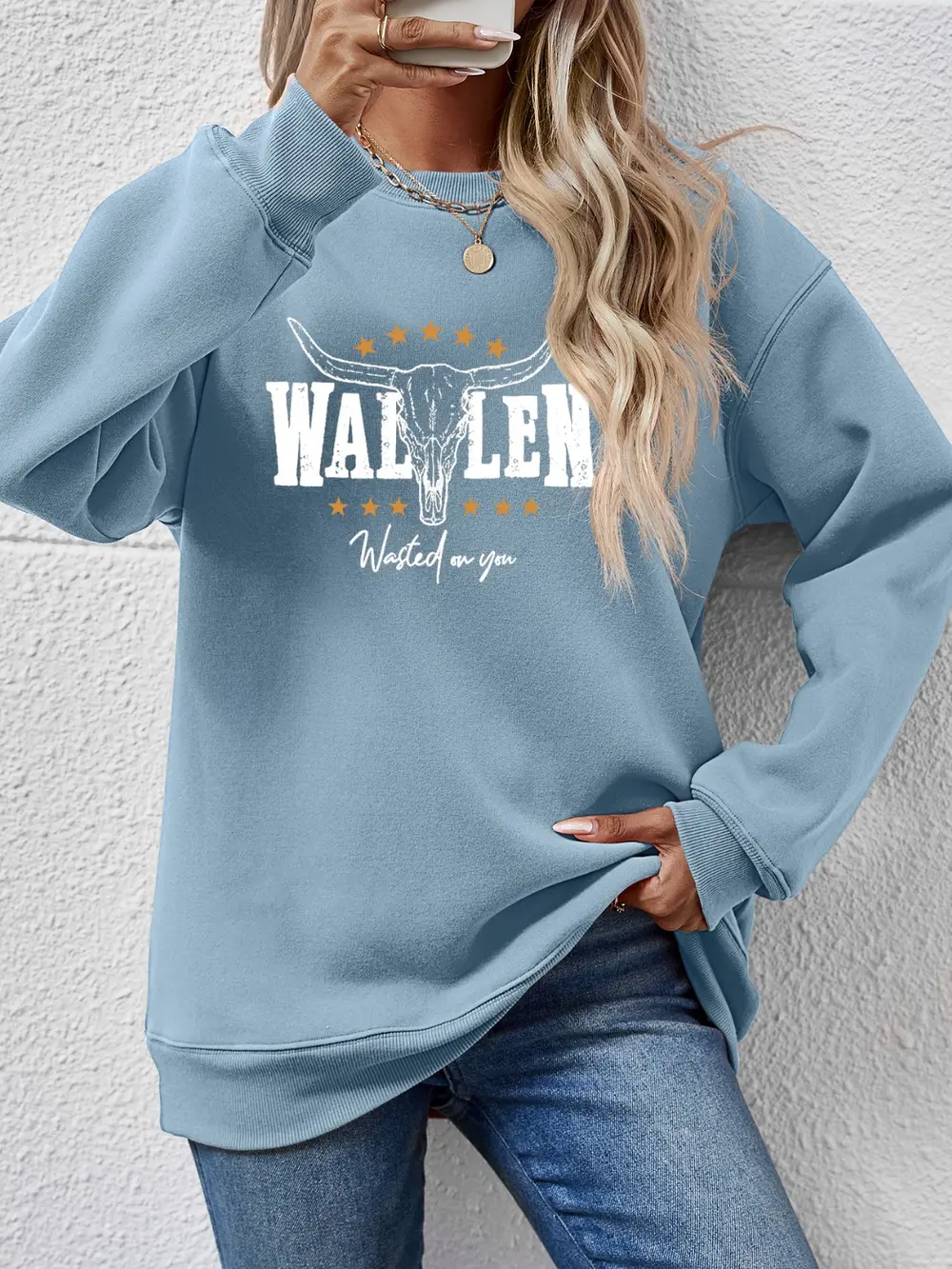 Graphic Round Neck Dropped Shoulder Sweatshirt, image 22
