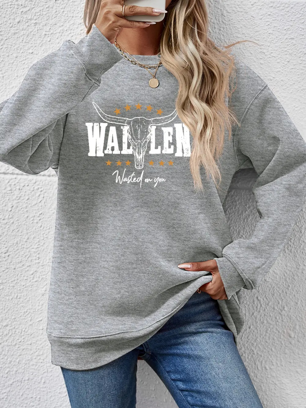 Graphic Round Neck Dropped Shoulder Sweatshirt, image 19