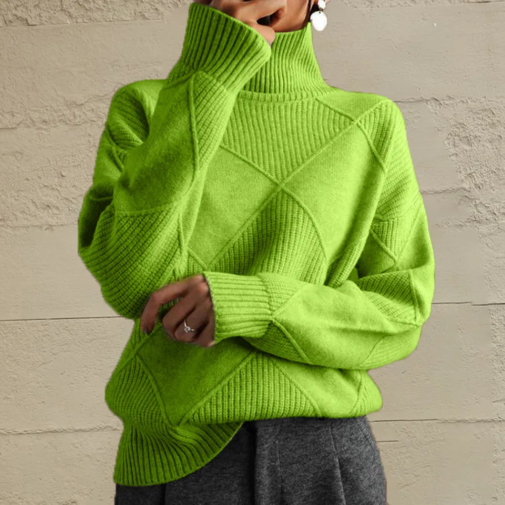 Geometric Turtleneck Long Sleeve Sweater, image 11