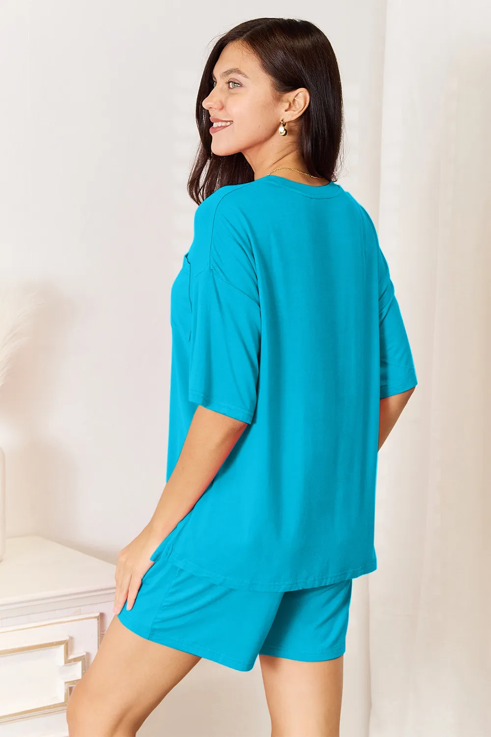 Full Size Soft Rayon Half Sleeve Top and Shorts Set, image 5