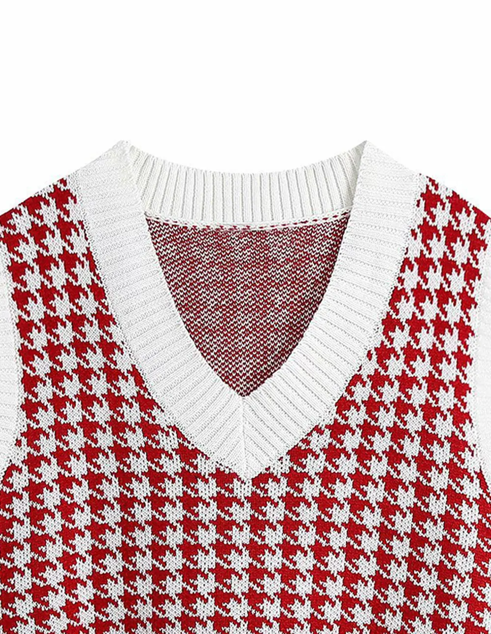 Houndstooth V-Neck Sweater Vest, image 15