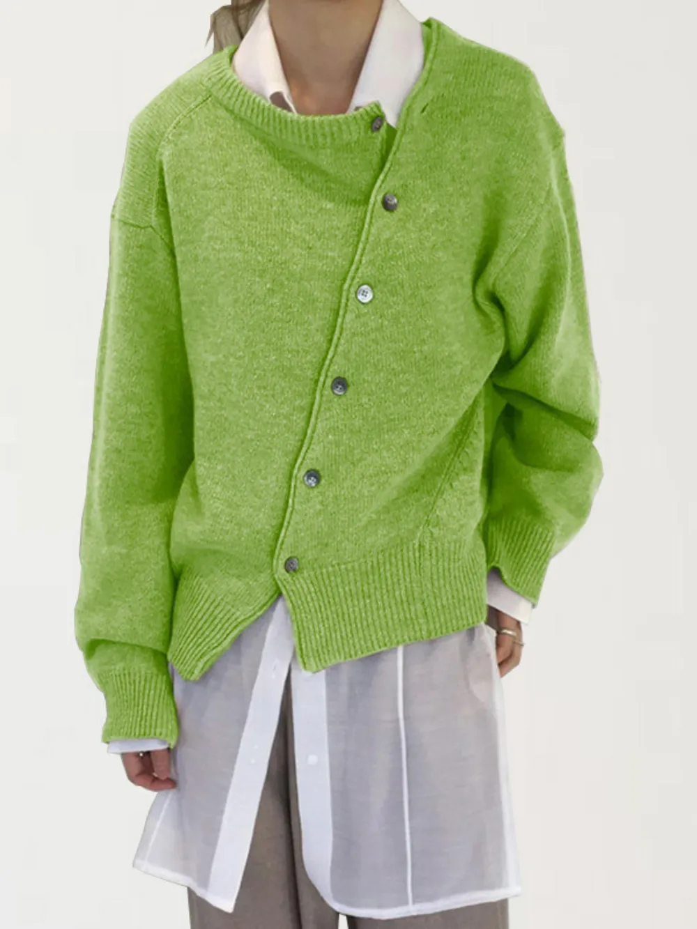 Dropped Shoulder Buttoned Cardigan, image 10