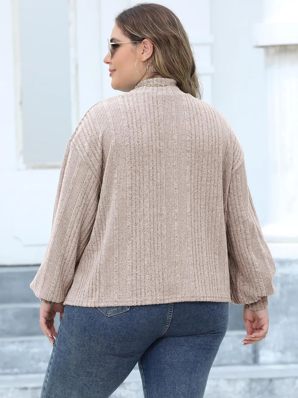 Plus Size Mock Neck Long Sleeve Knit Top, image 12