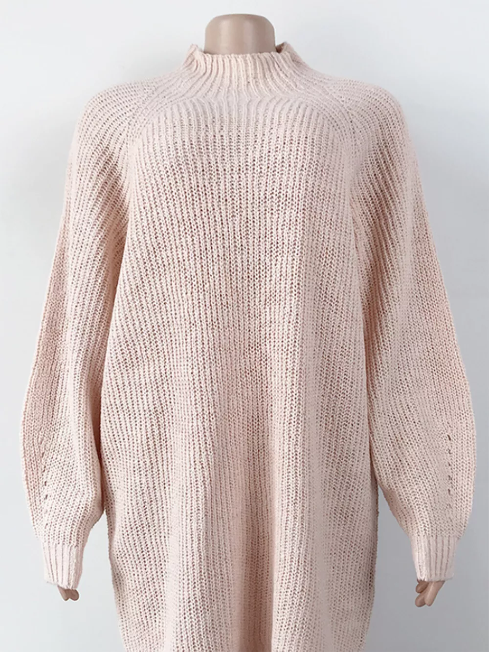 Mock Neck Dropped Shoulder Sweater Dress, image 2