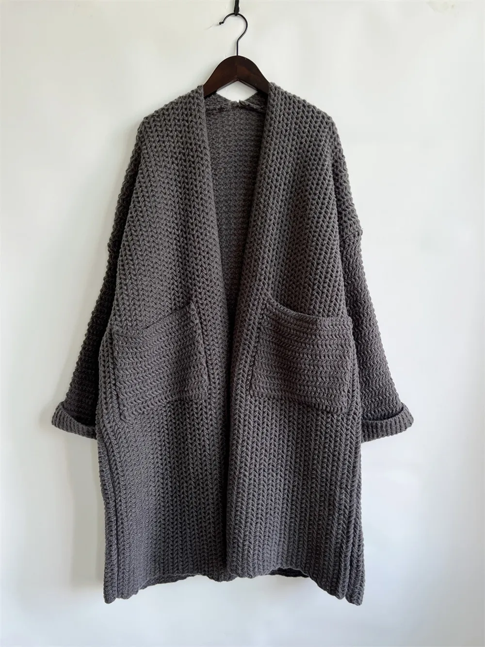 Open Front Long Sleeve Cardigan with Pockets, image 11