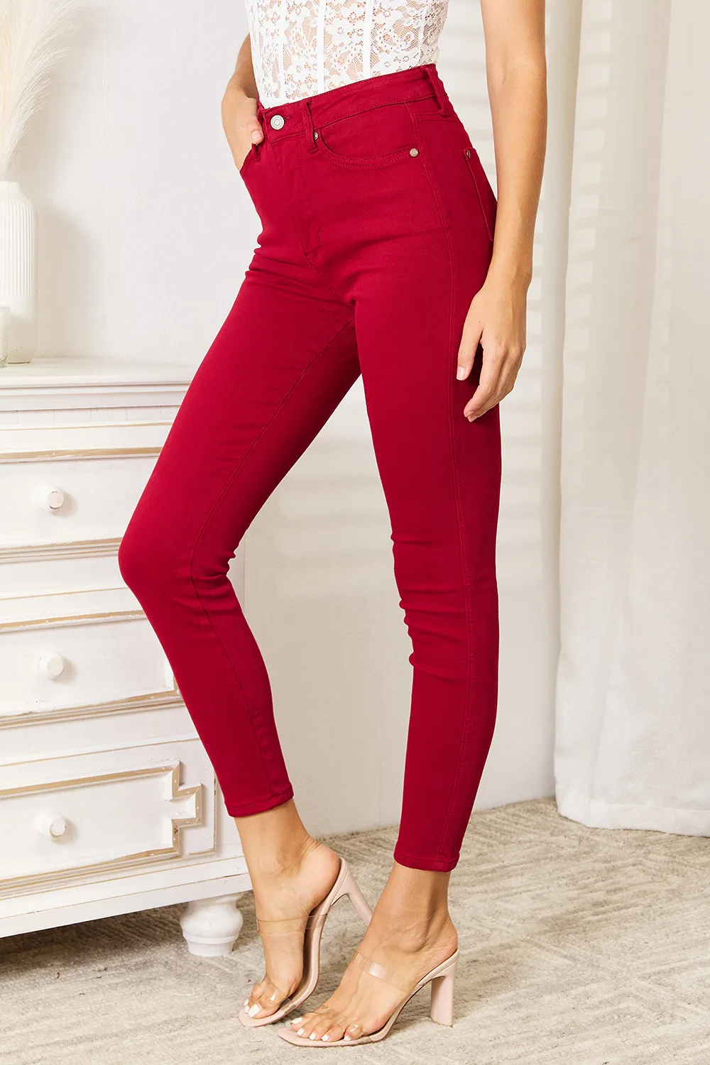 Full Size High Waist Tummy Control Skinny Jeans, image 3