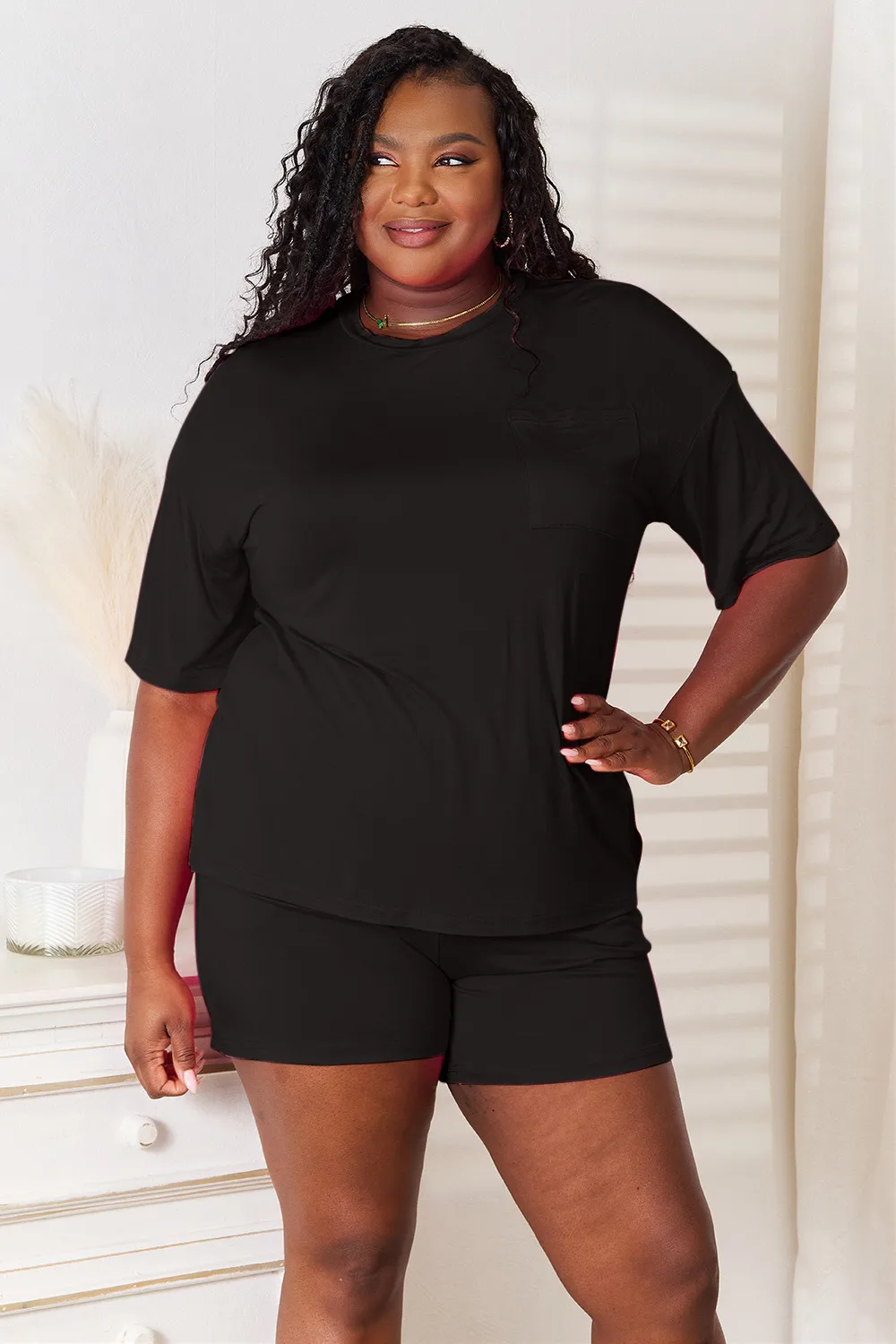 Full Size Soft Rayon Half Sleeve Top and Shorts Set, image 6