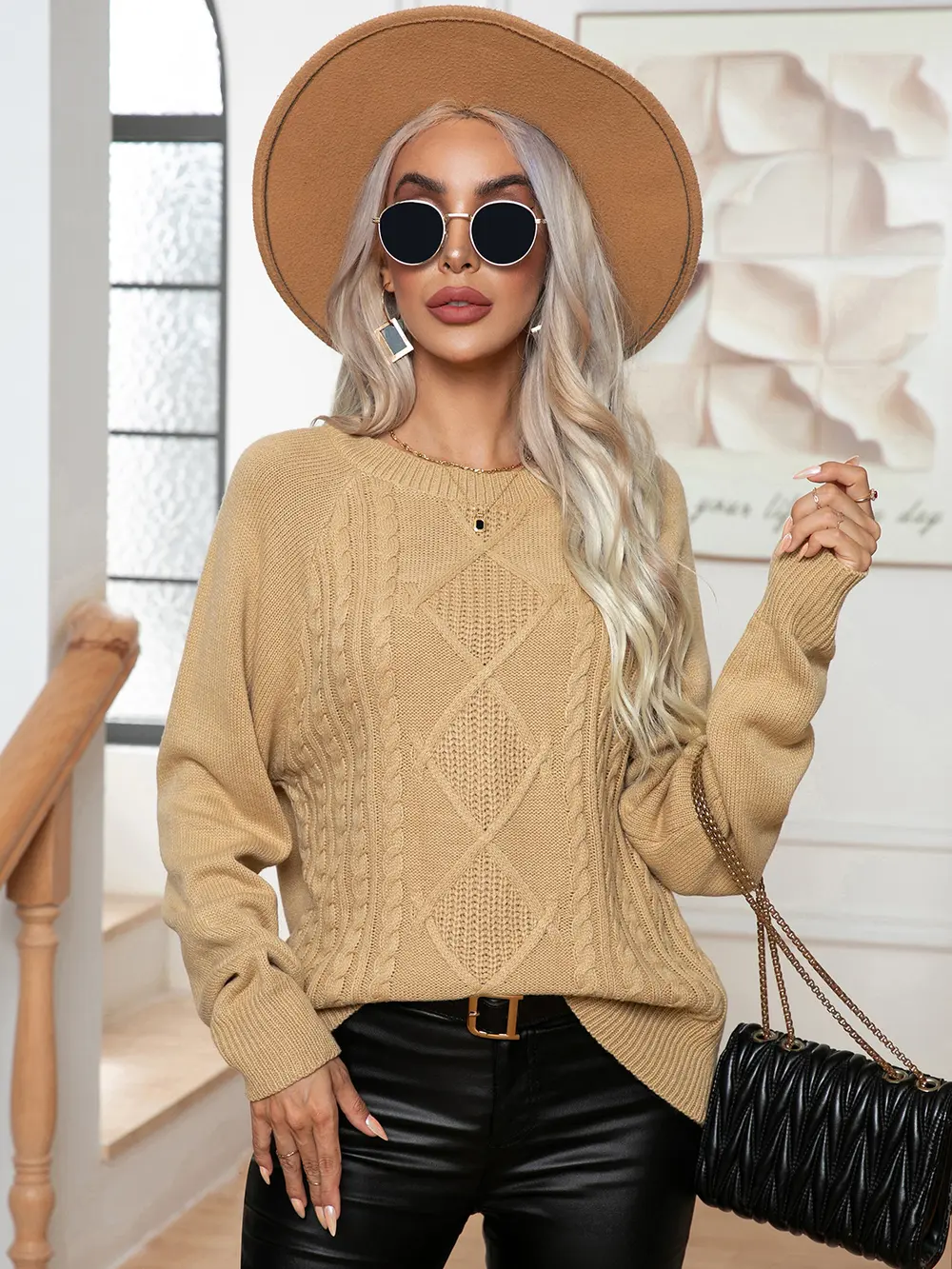 Cable-Knit Long Sleeve Sweater, image 4