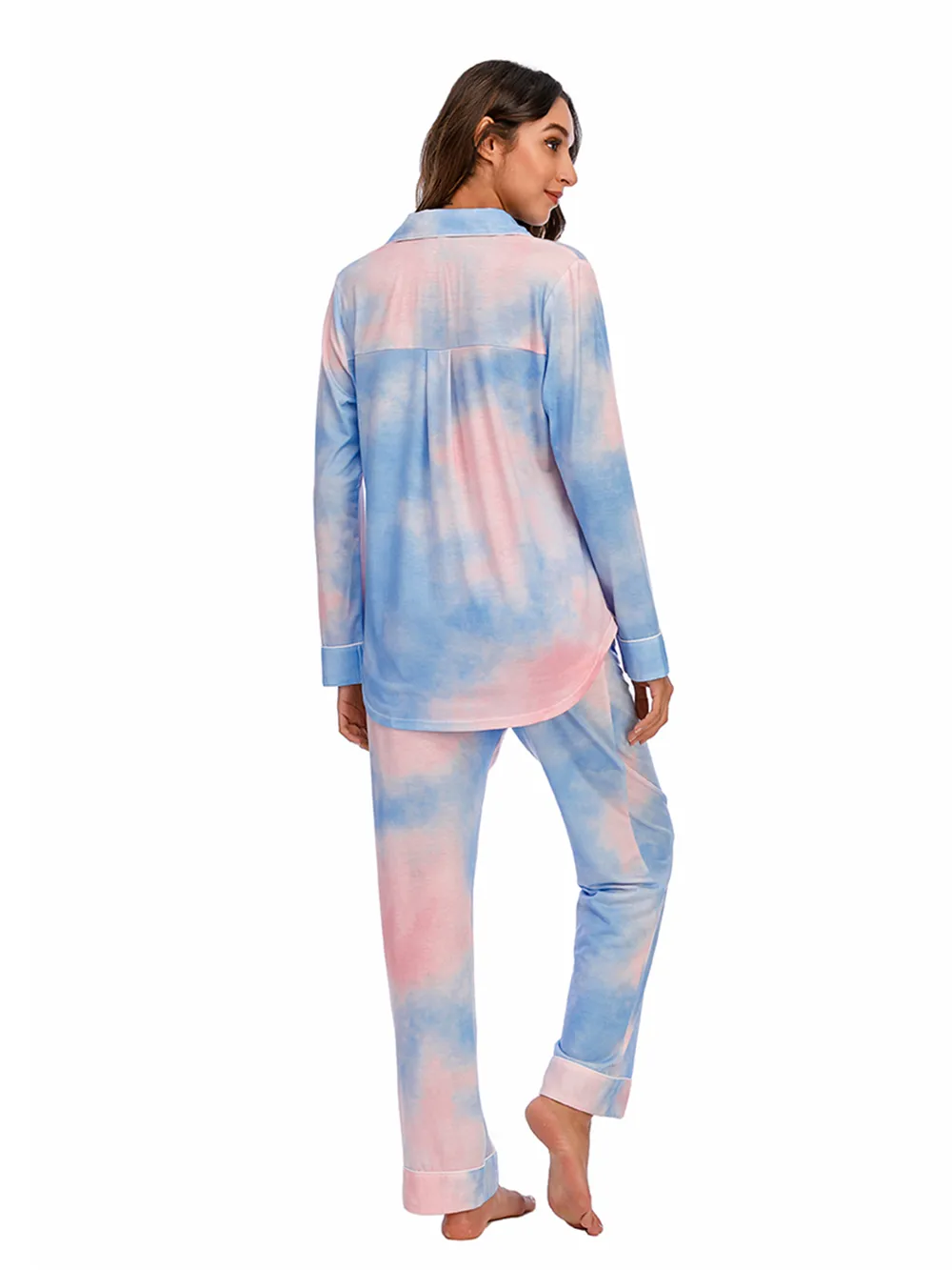 Collared Neck Long Sleeve Loungewear Set with Pockets, image 21