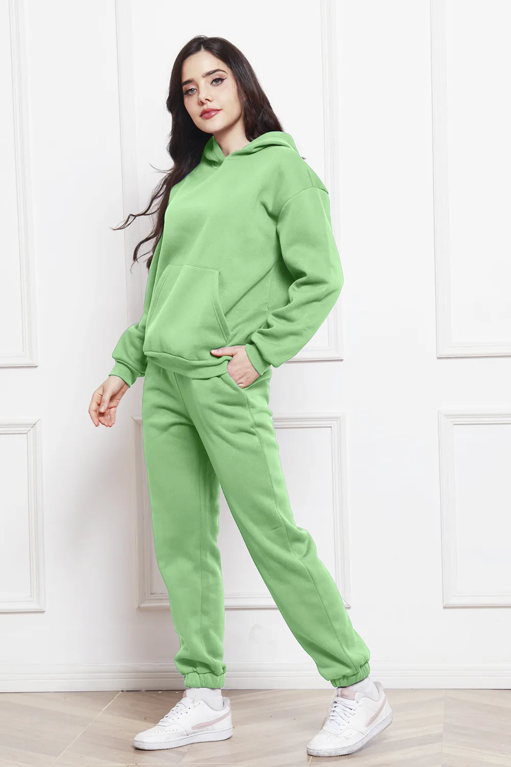 Drop Shoulder Long Sleeve Hoodie and Pants Set, image 4