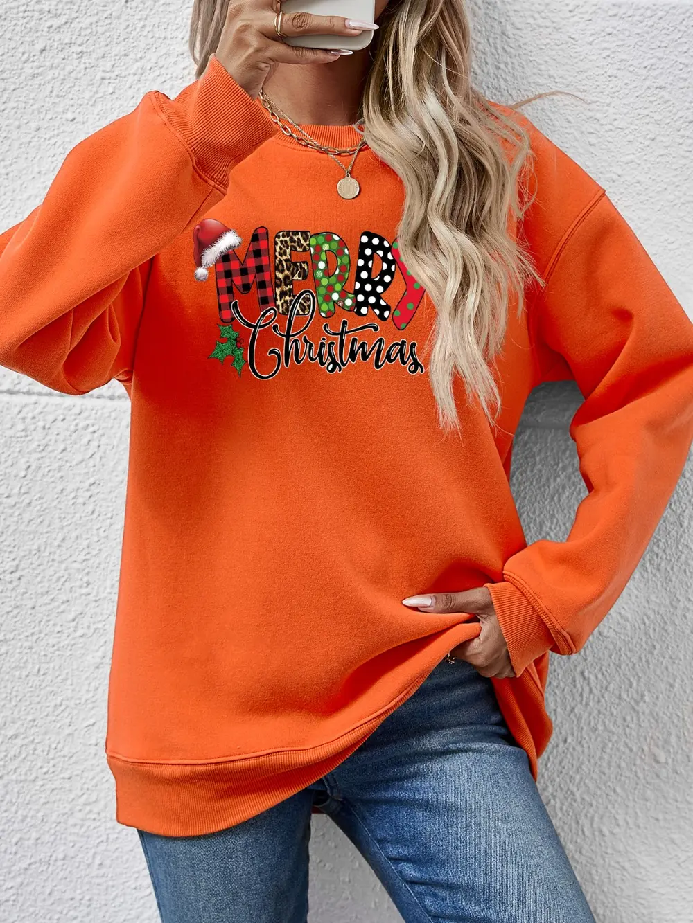 MERRY CHRISTMAS Round Neck Dropped Shoulder Sweatshirt, image 22