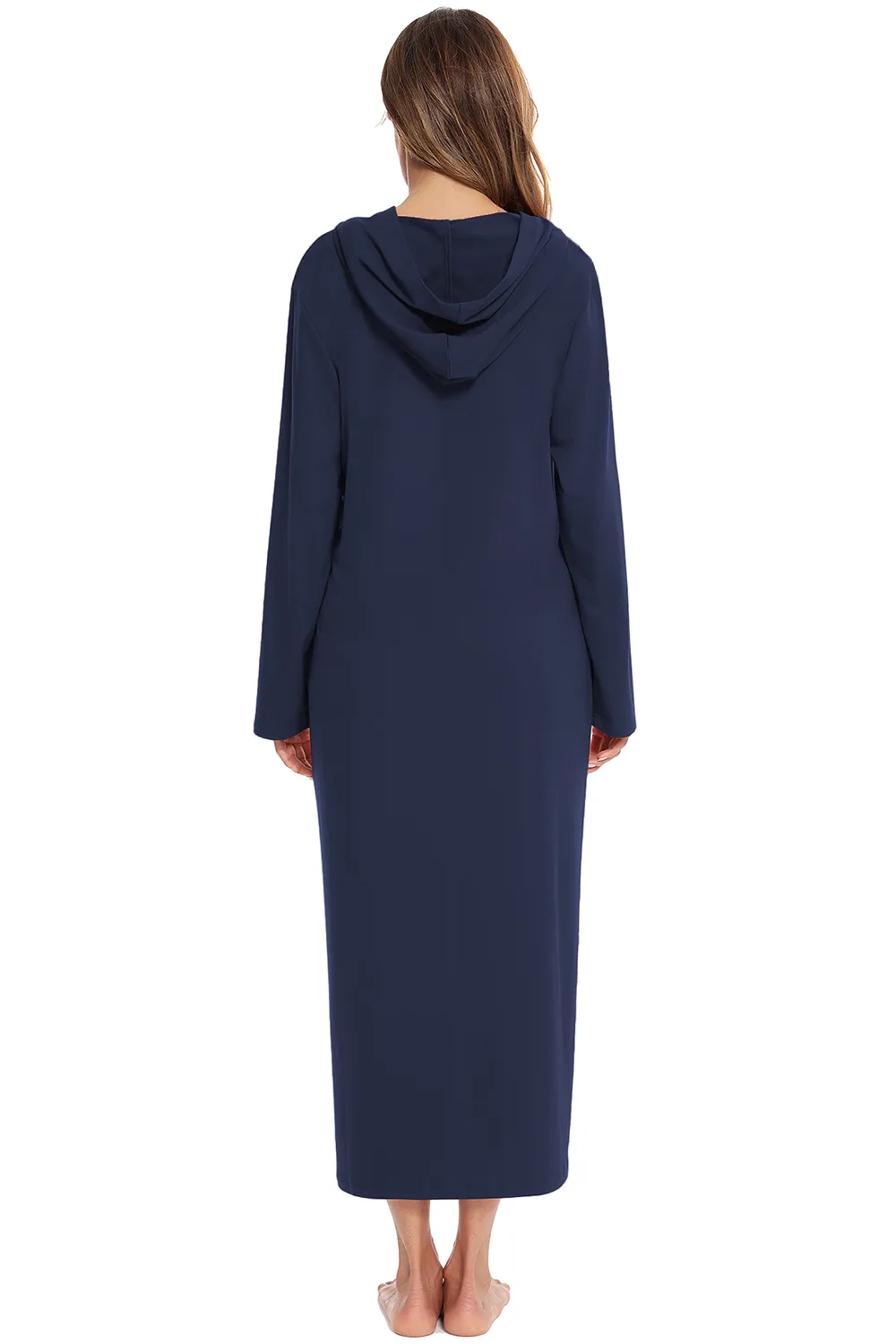 Zip Front Hooded Night Dress with Pockets, image 13