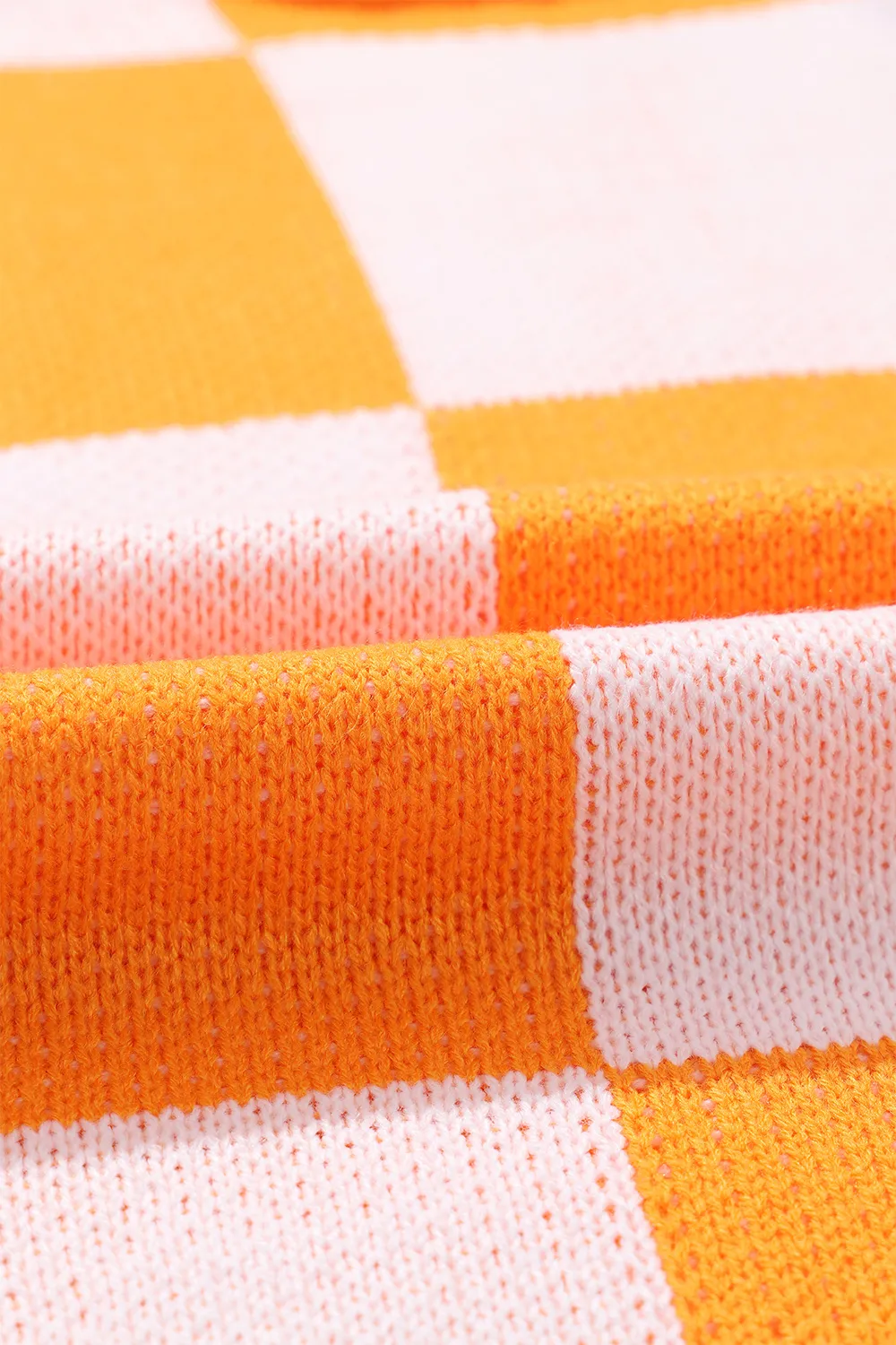 Checkered Exposed Seam Drooped Shoulder Sweater, image 2