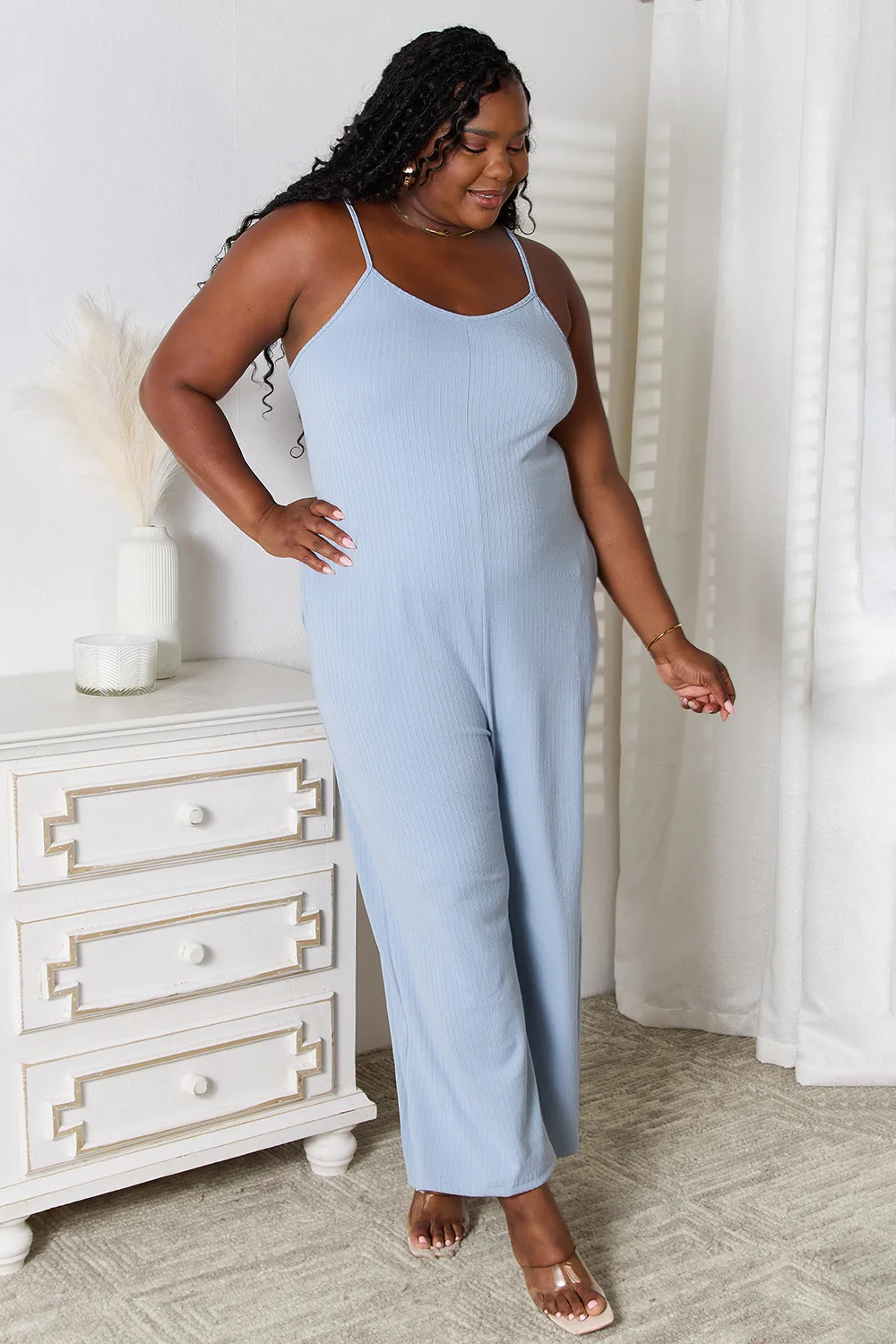 Full Size Spaghetti Strap V-Neck Jumpsuit, image 5