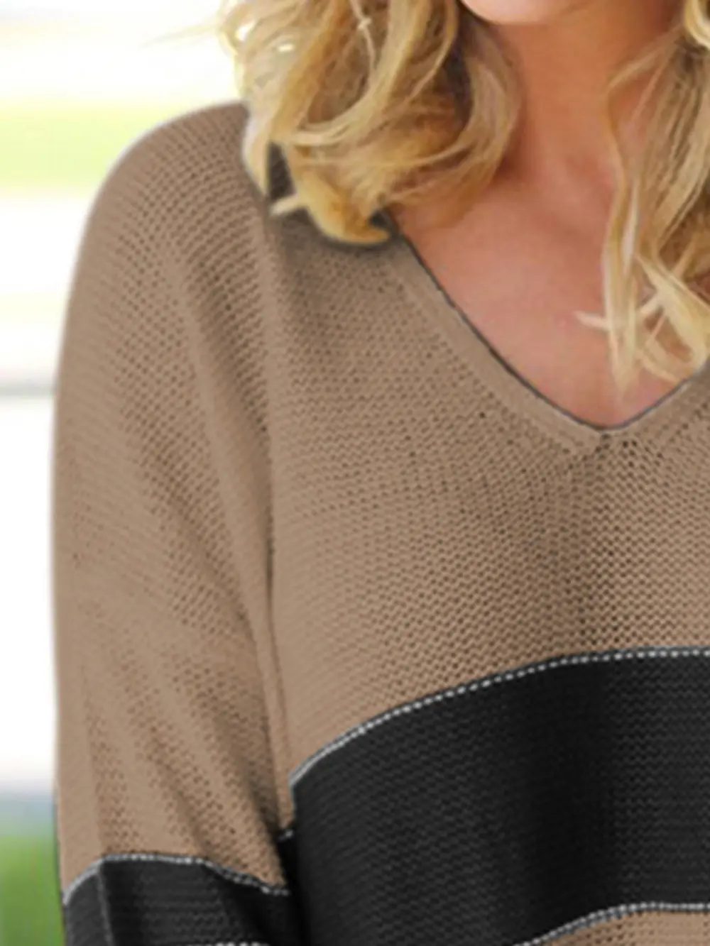 Striped V-Neck Long Sleeve Sweater, image 6