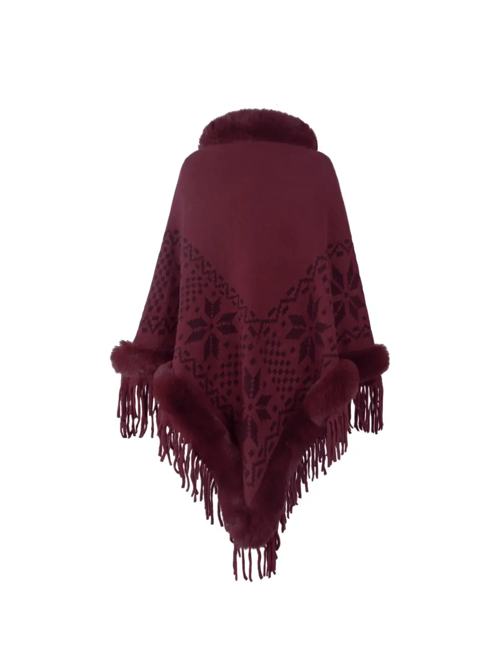 Fringe Geometric Cape Sleeve Poncho, image 7