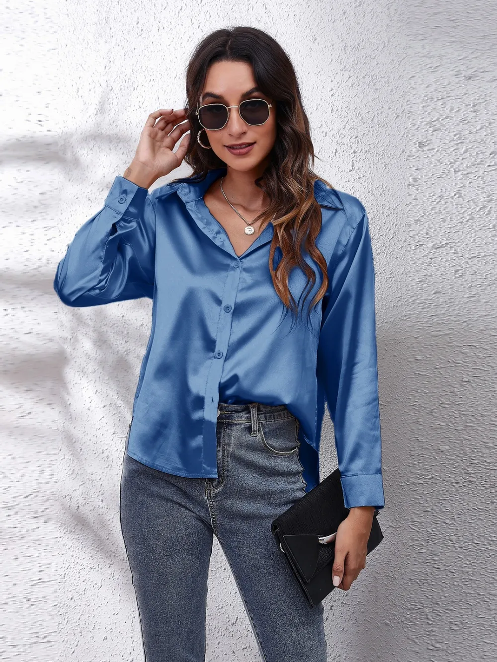 Collared Neck Buttoned Long Sleeve Shirt, image 24