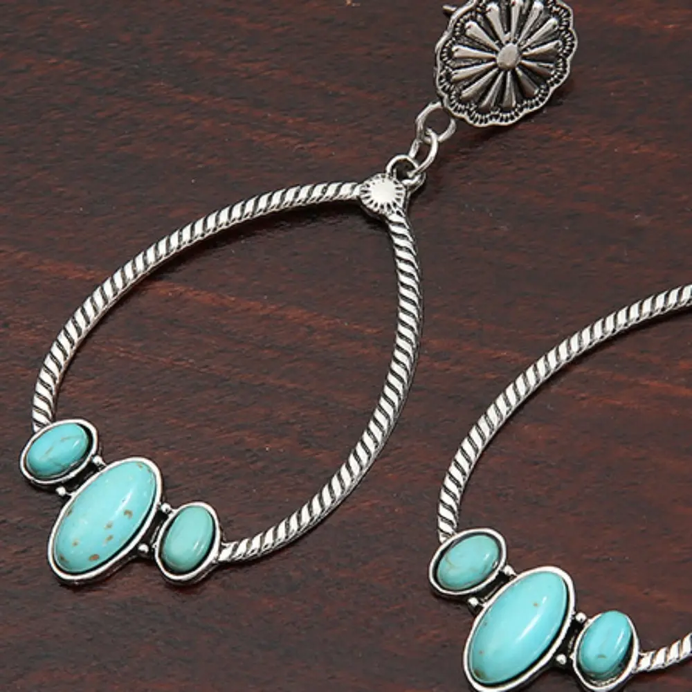Artificial Turquoise Teardrop Earrings, image 2