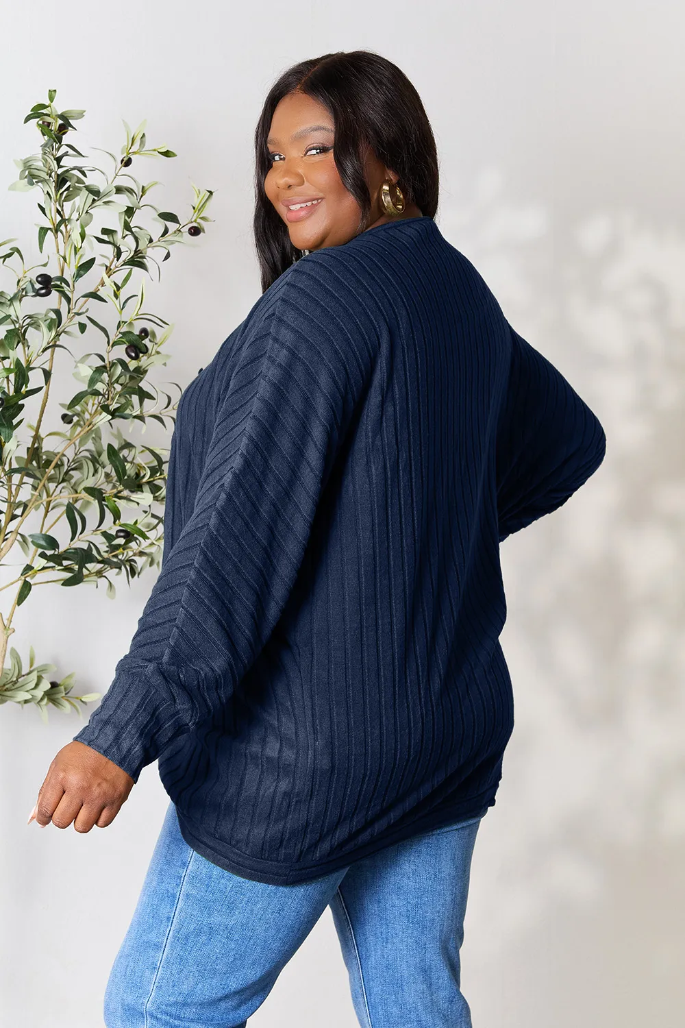 Full Size Ribbed Cocoon Cardigan, image 7