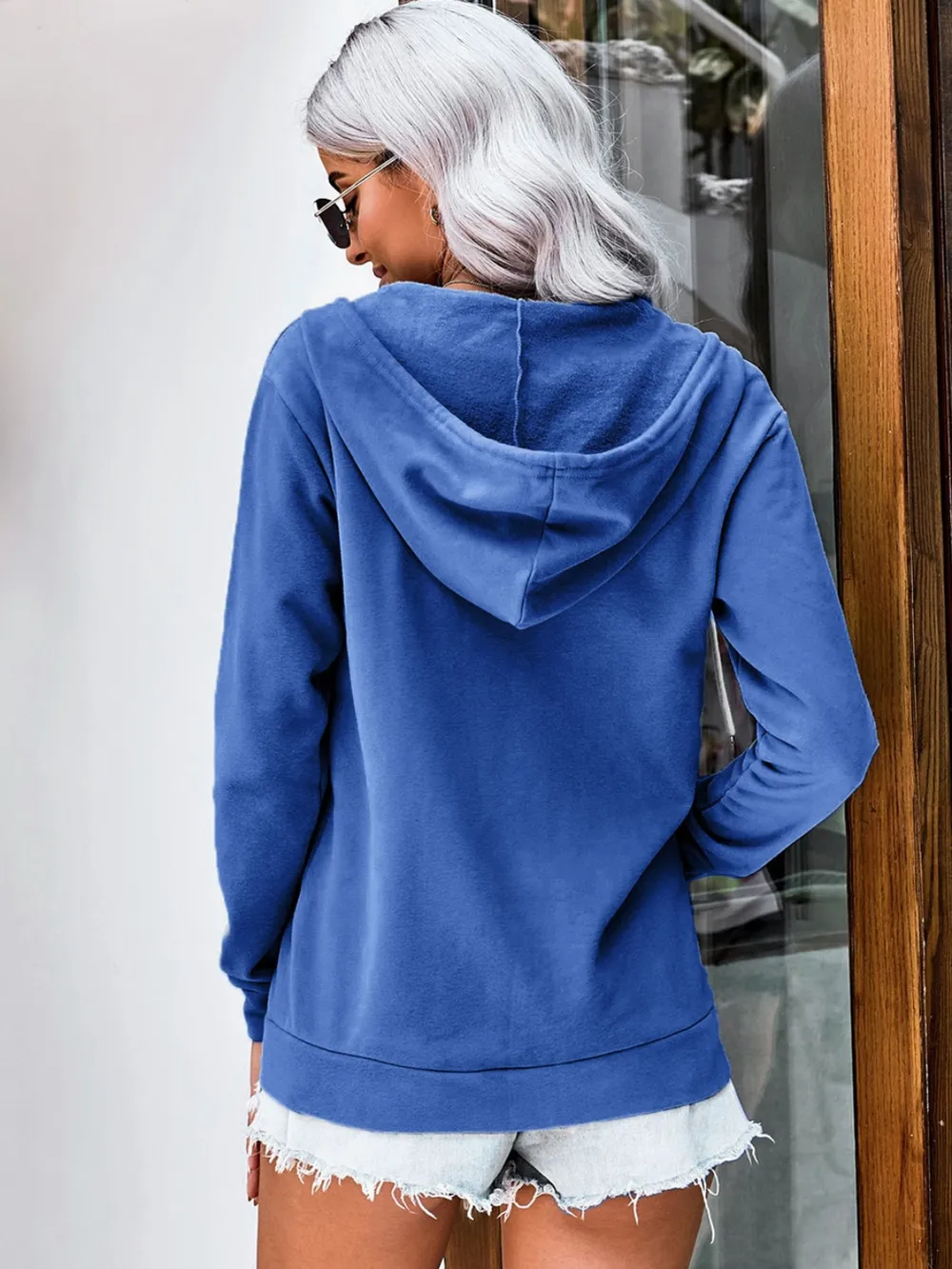 Drawstring Zip Up Hooded Jacket, image 2