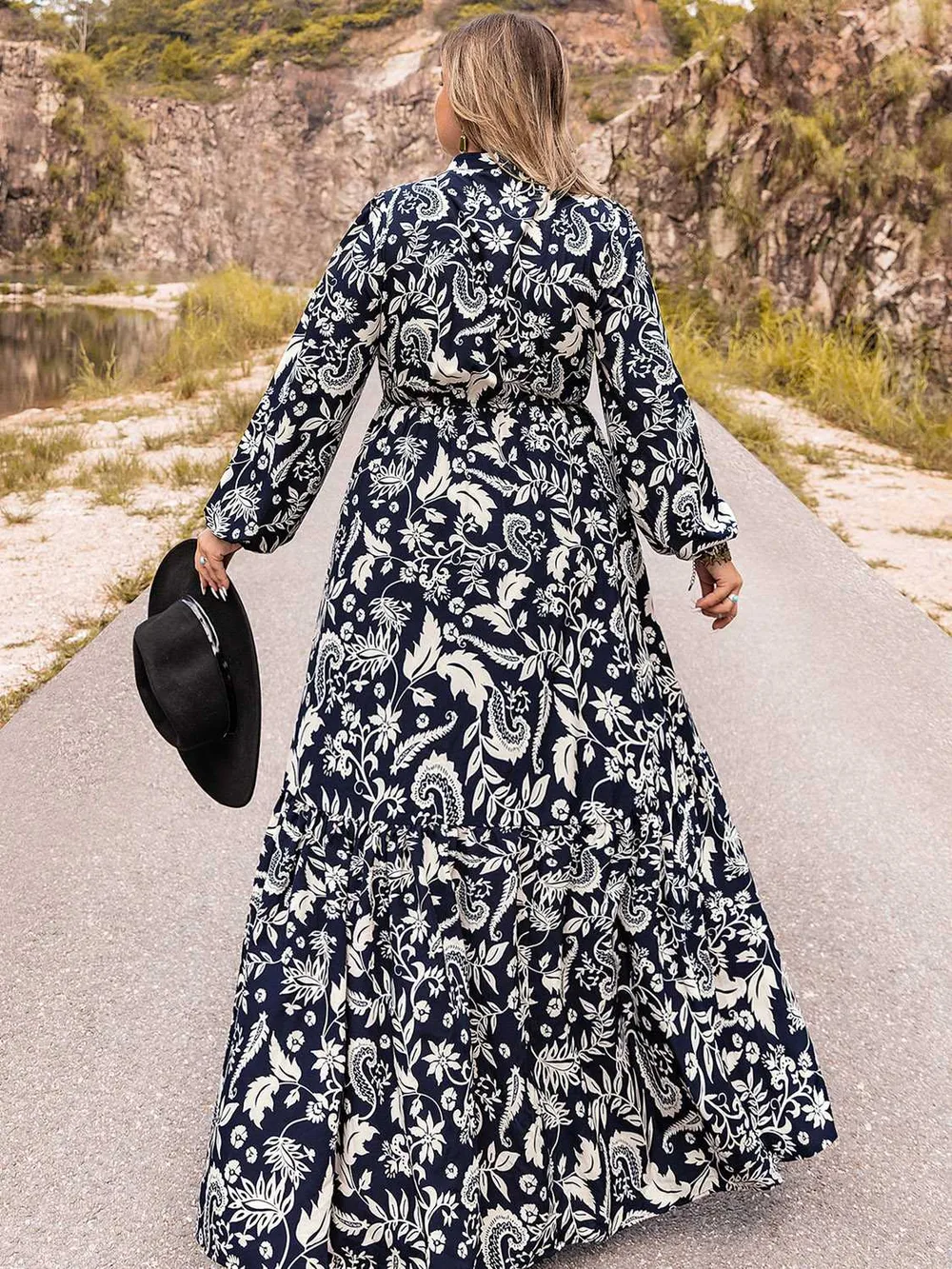 Plus Size Long Sleeve Maxi Dress, image 2