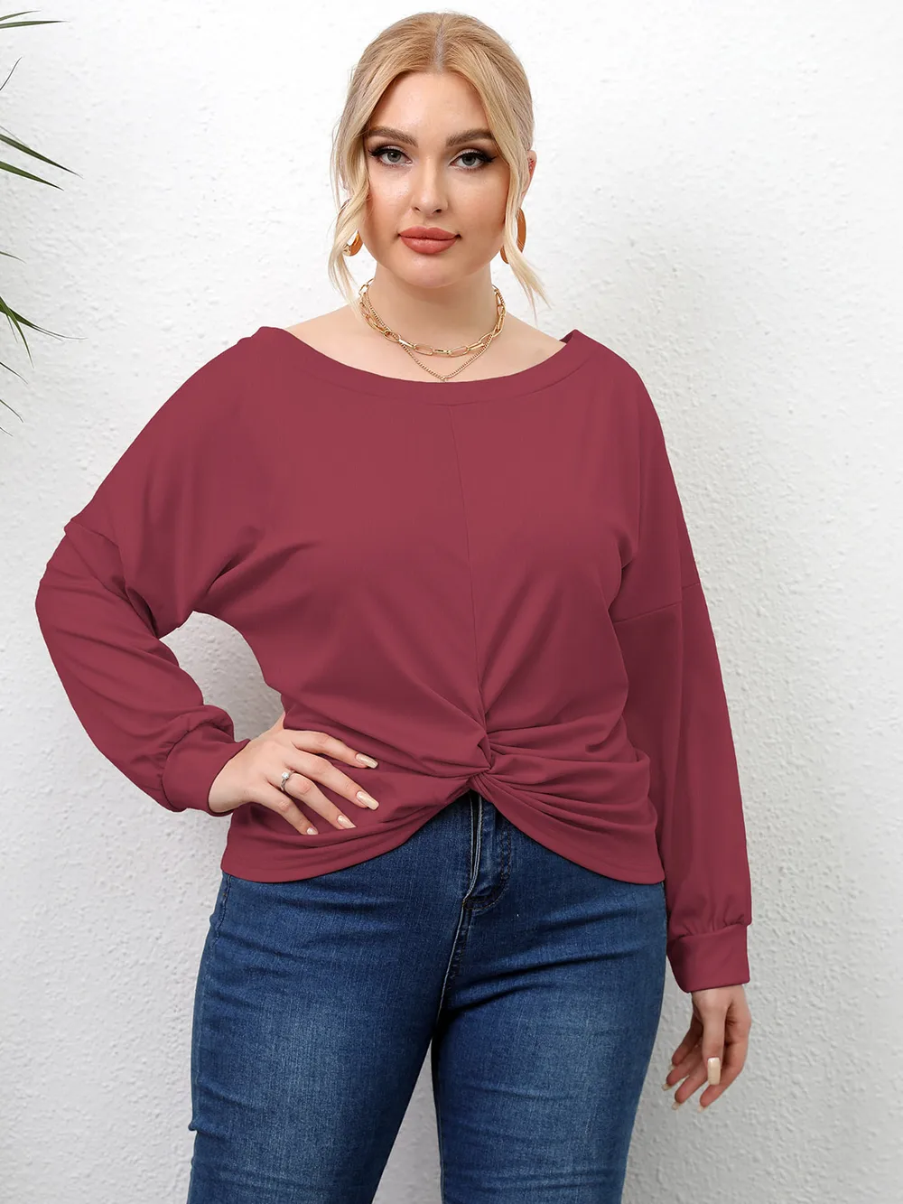 Plus Size Twisted Drop Shoulder T-Shirt, image 7