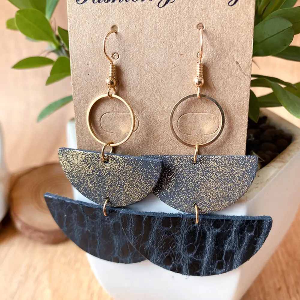 PU Semicircle Drop Earrings, image 8