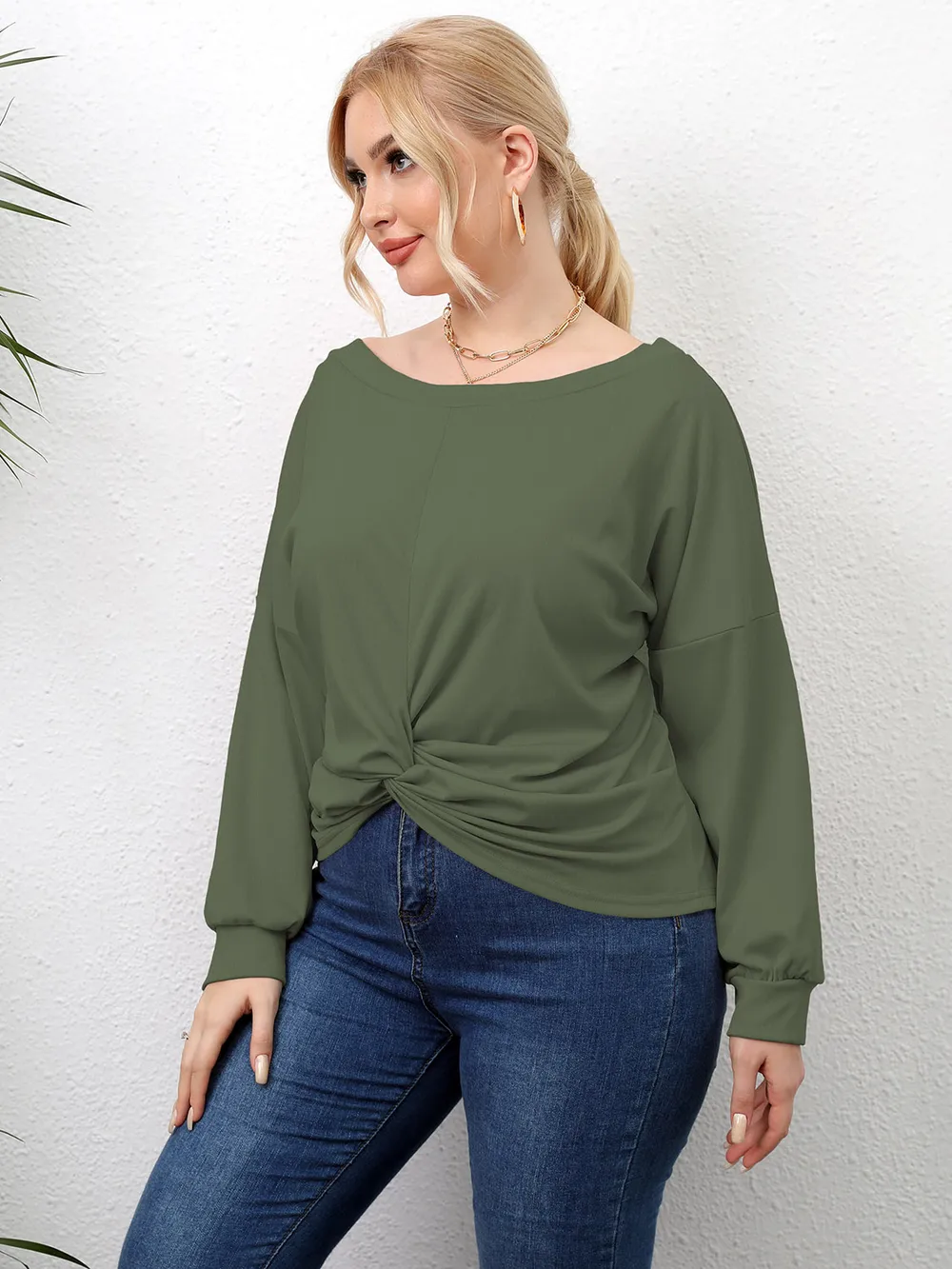 Plus Size Twisted Drop Shoulder T-Shirt, image 5