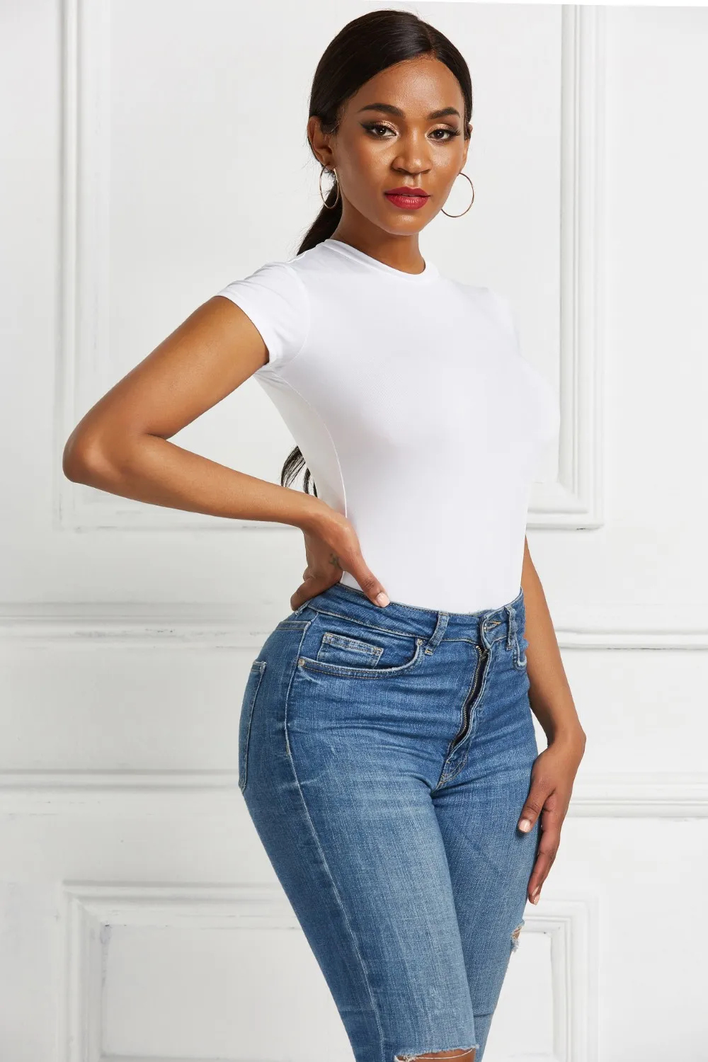 Round Neck Short Sleeve Bodysuit, image 9