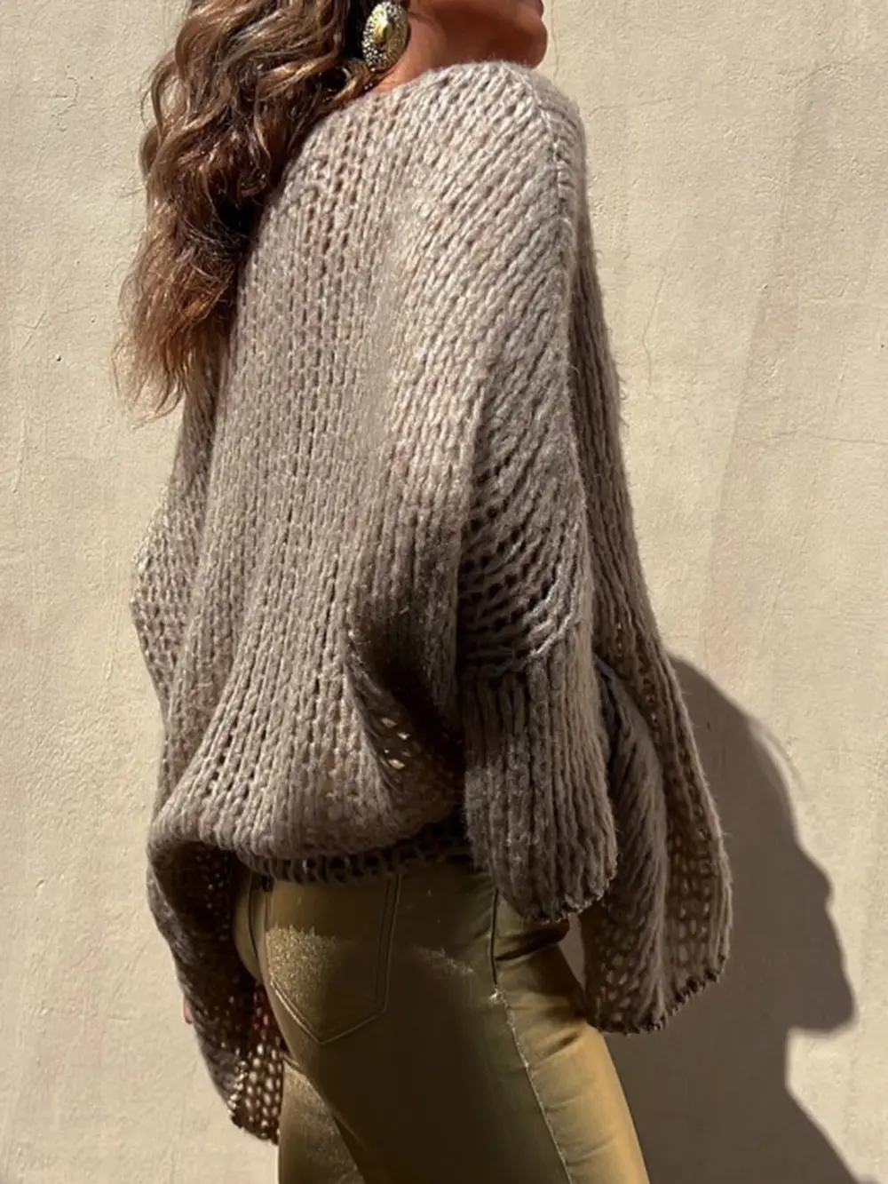 Contrast V-Neck Long Sleeve Sweater, image 9