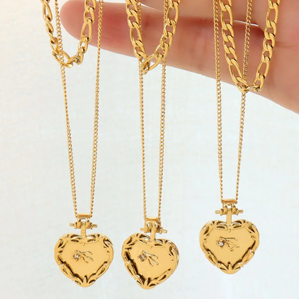 Heart Shape Double-Layered Stainless Steel Necklace, image 3