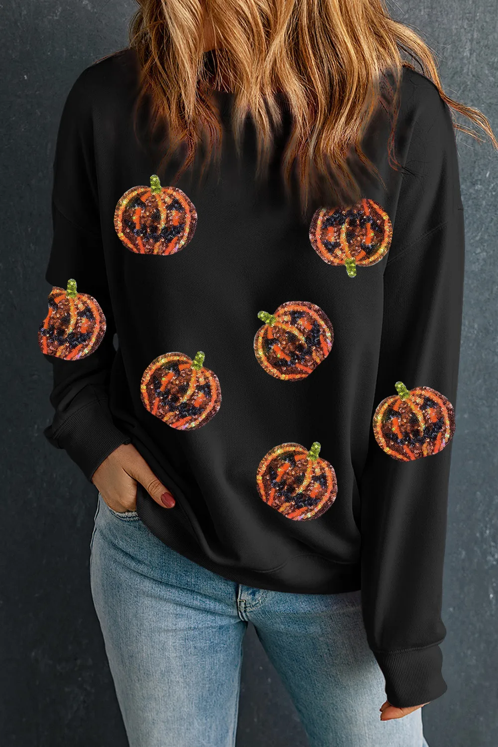 Pumpkin Dropped Shoulder Sweatshirt, image 2