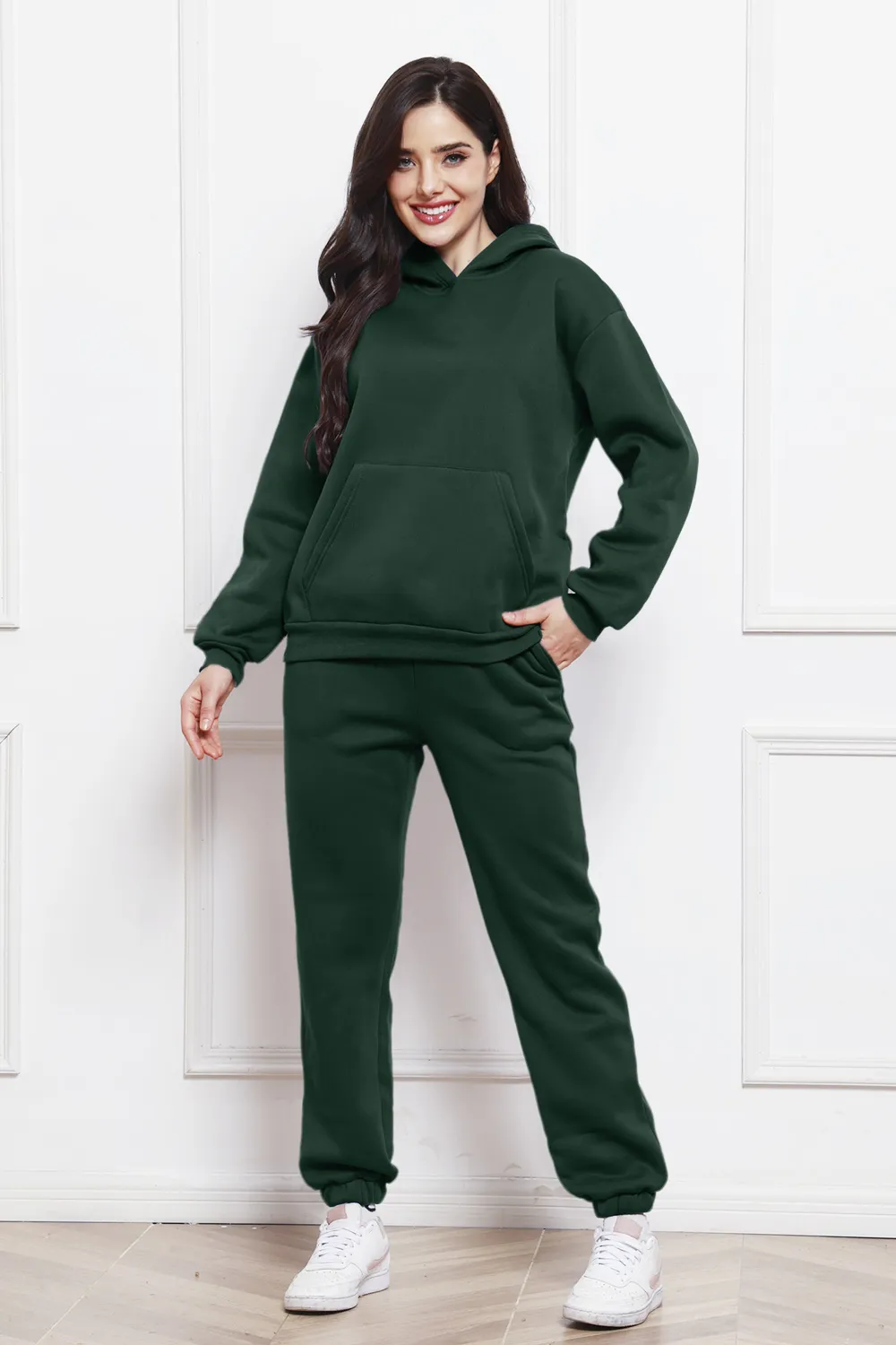 Drop Shoulder Long Sleeve Hoodie and Pants Set, image 19