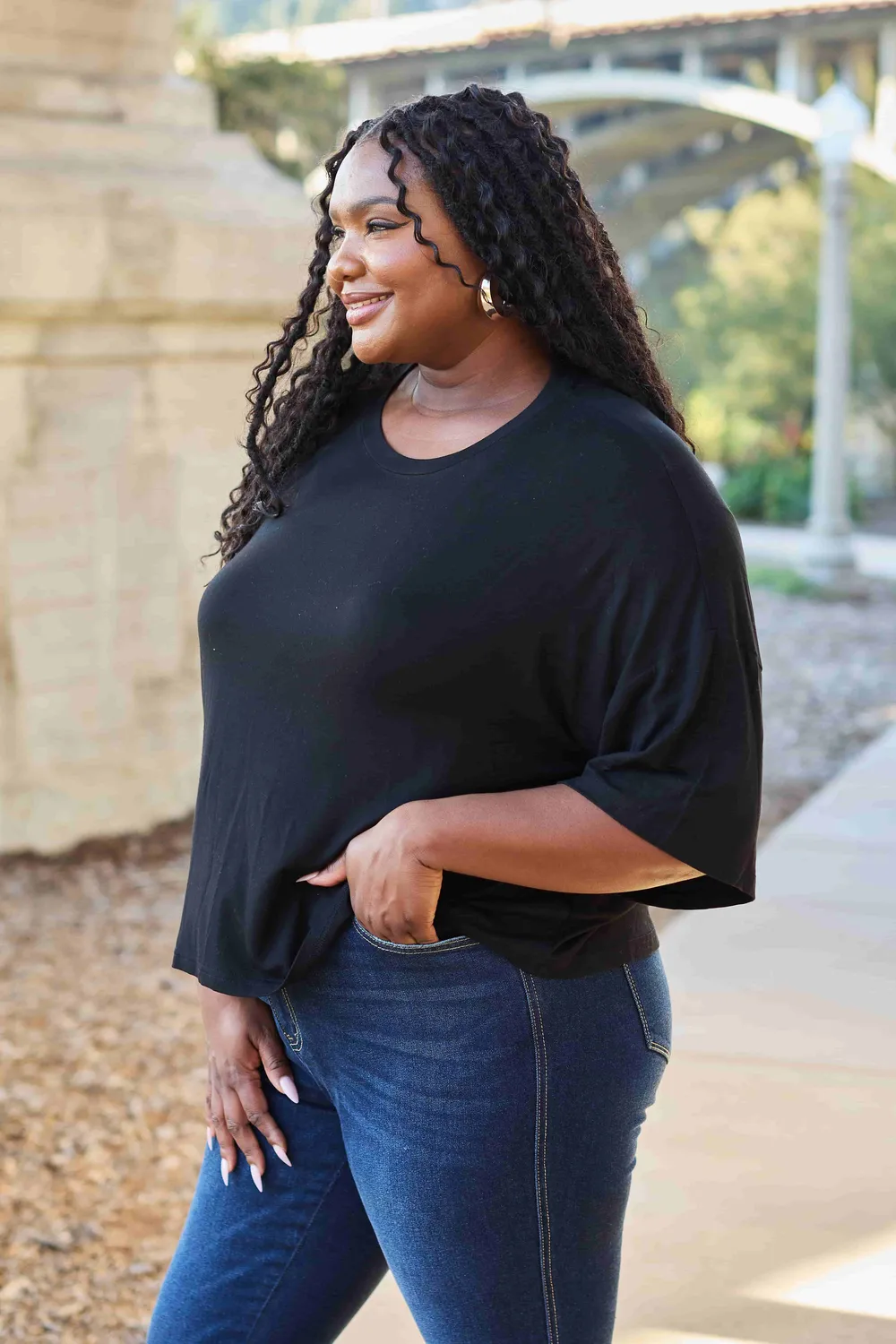 Full Size Round Neck Drop Shoulder T-Shirt, image 5