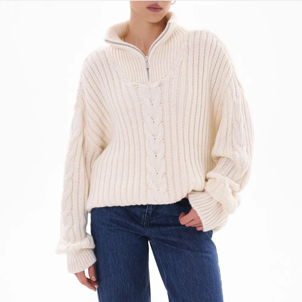Ribbed Half Zip Long Sleeve Sweater, image 9