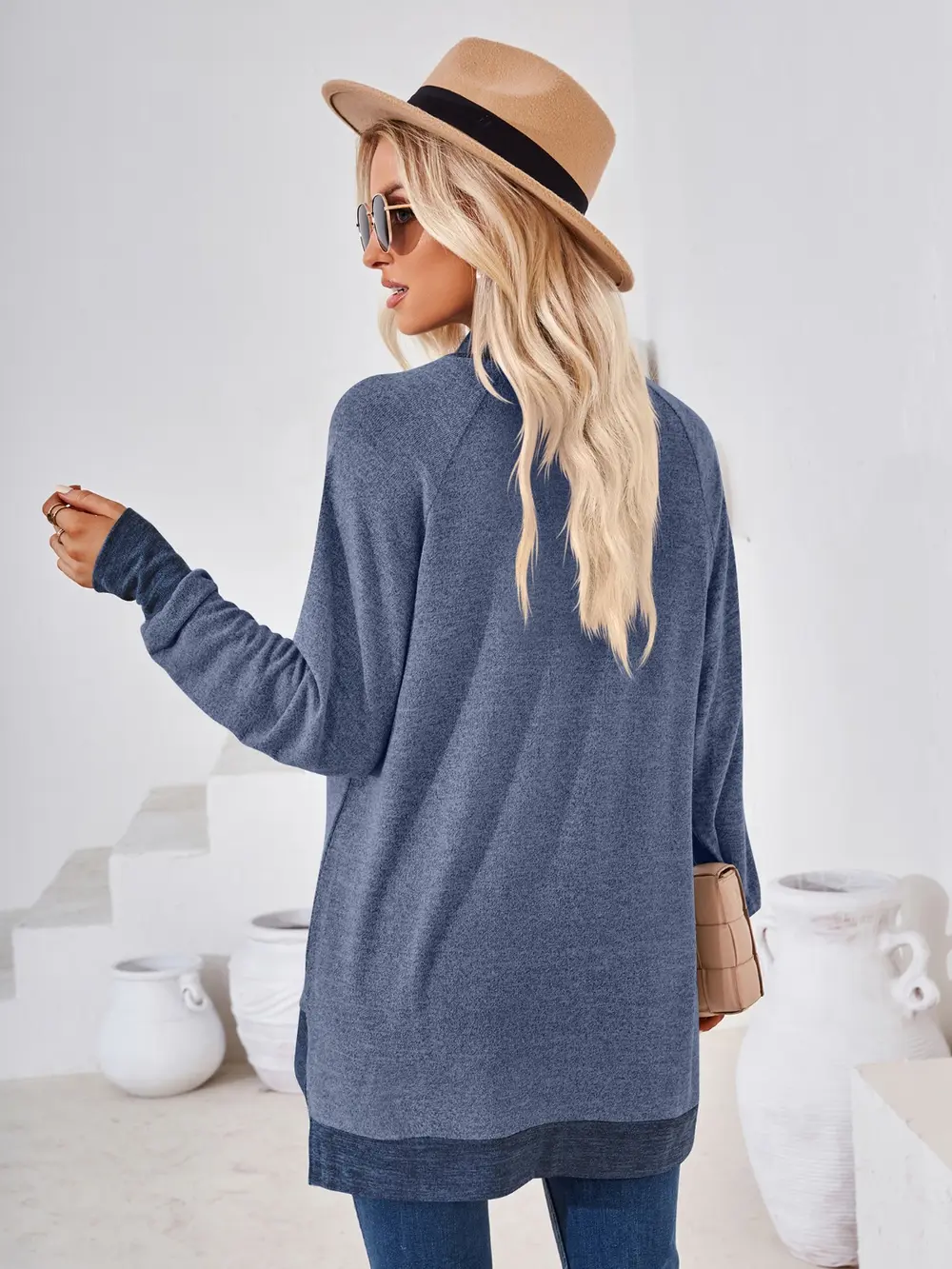 Contrast Mock Neck Long Sleeve T-Shirt, image 3