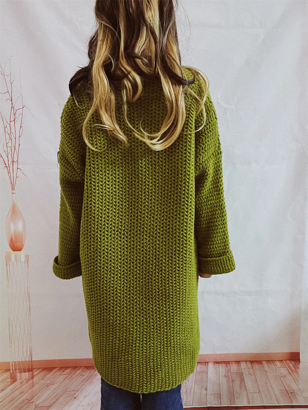 Open Front Long Sleeve Cardigan with Pockets, image 9