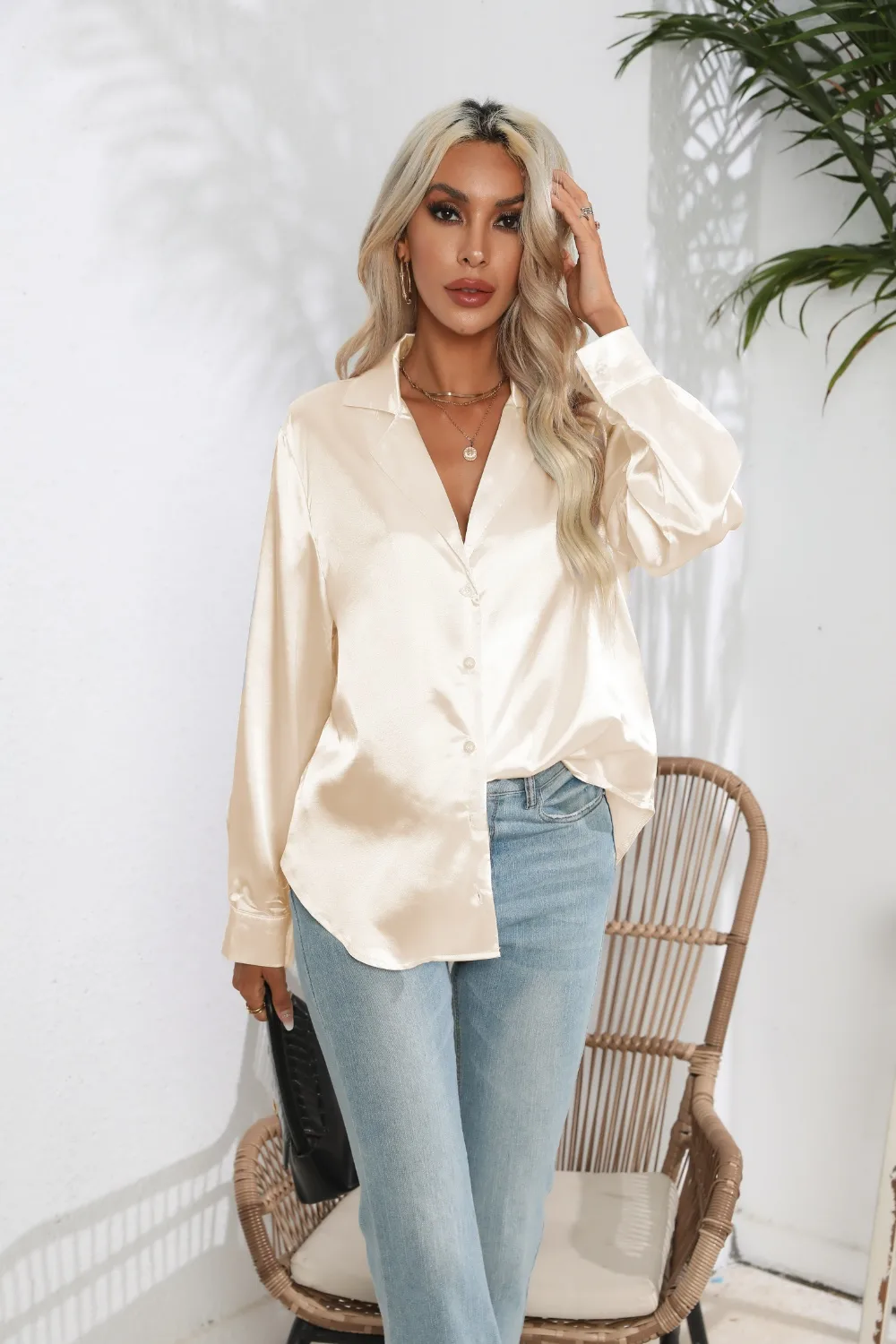Lapel Collar Button Up Long Sleeve Shirt, image 16