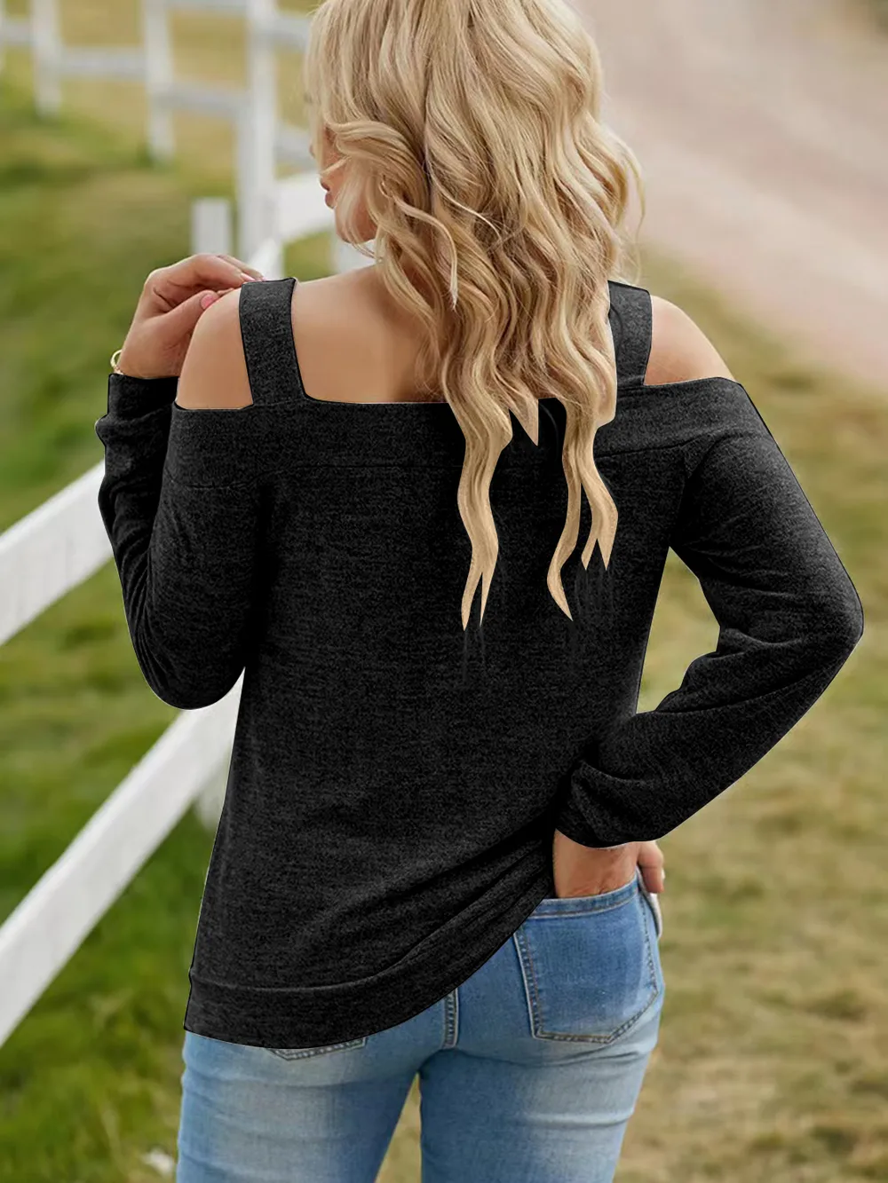 Full Size Cutout Cold Shoulder Blouse, image 6