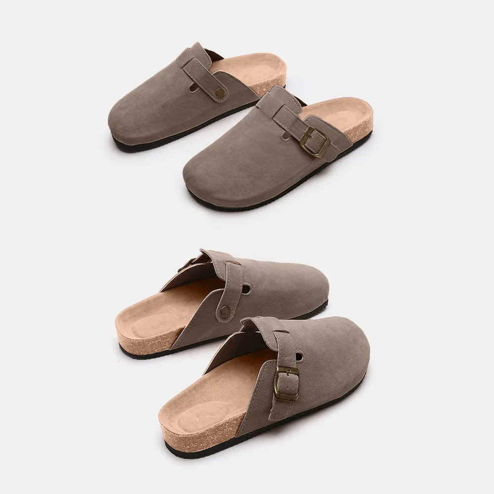 Suede Closed Toe Buckle Slide, image 5