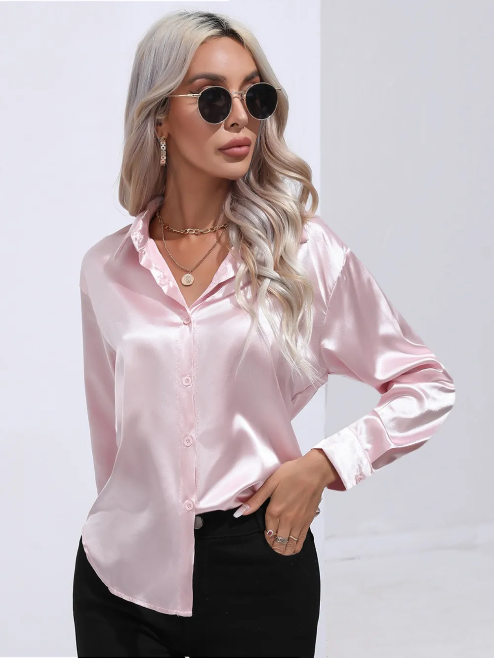 Collared Neck Buttoned Long Sleeve Shirt, image 5
